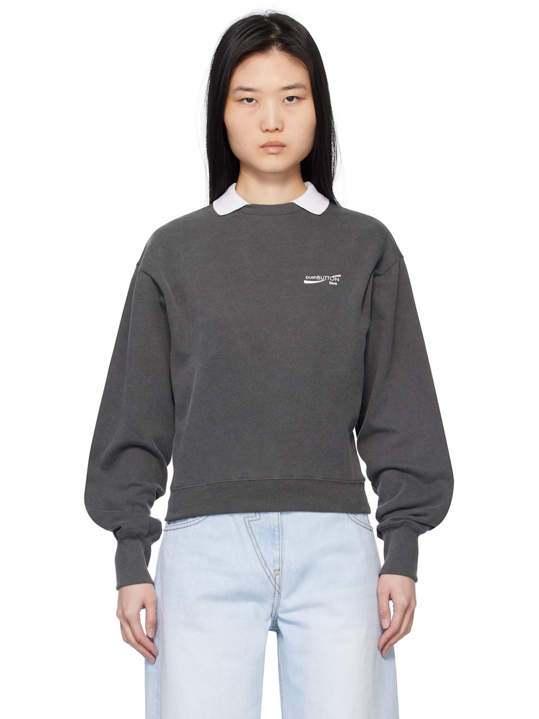 Gray Standard Collar Sweatshirt - 1