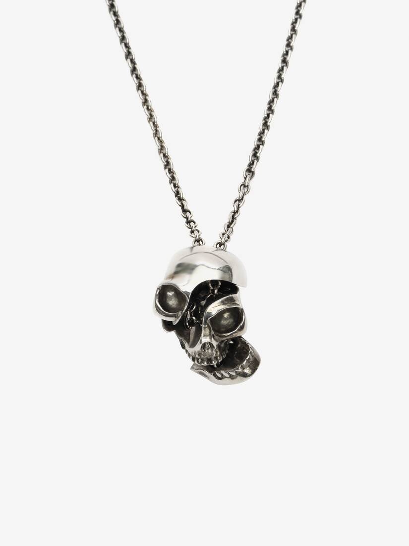 Divided Skull Pendant in Antique Silver - 2