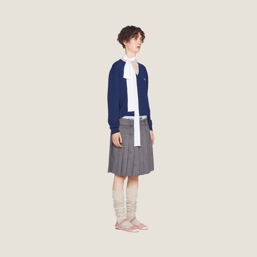 Pleated velour skirt - 4