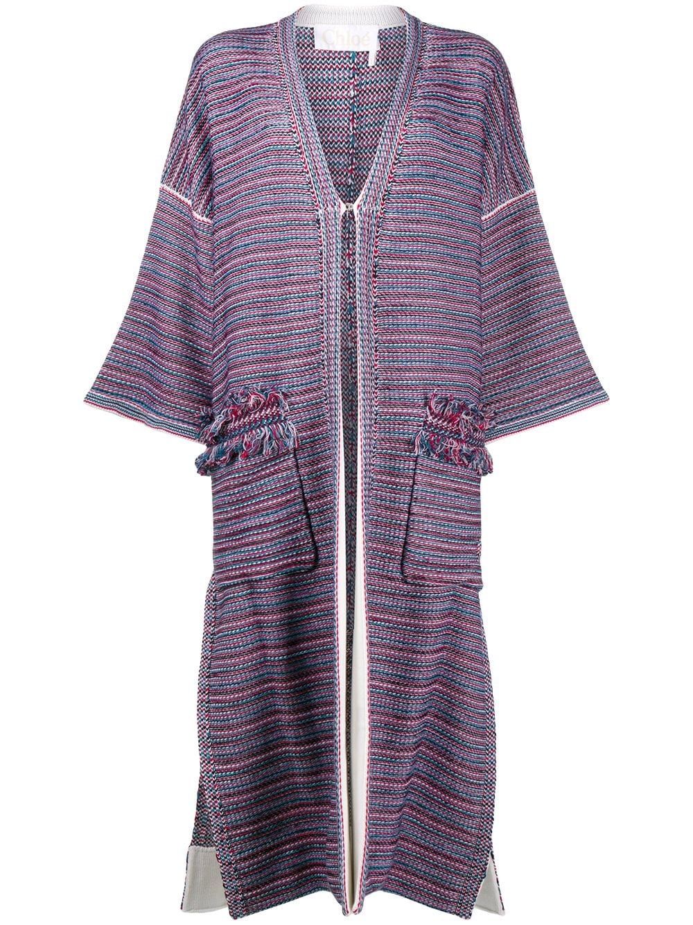 woven long cardigan - 1