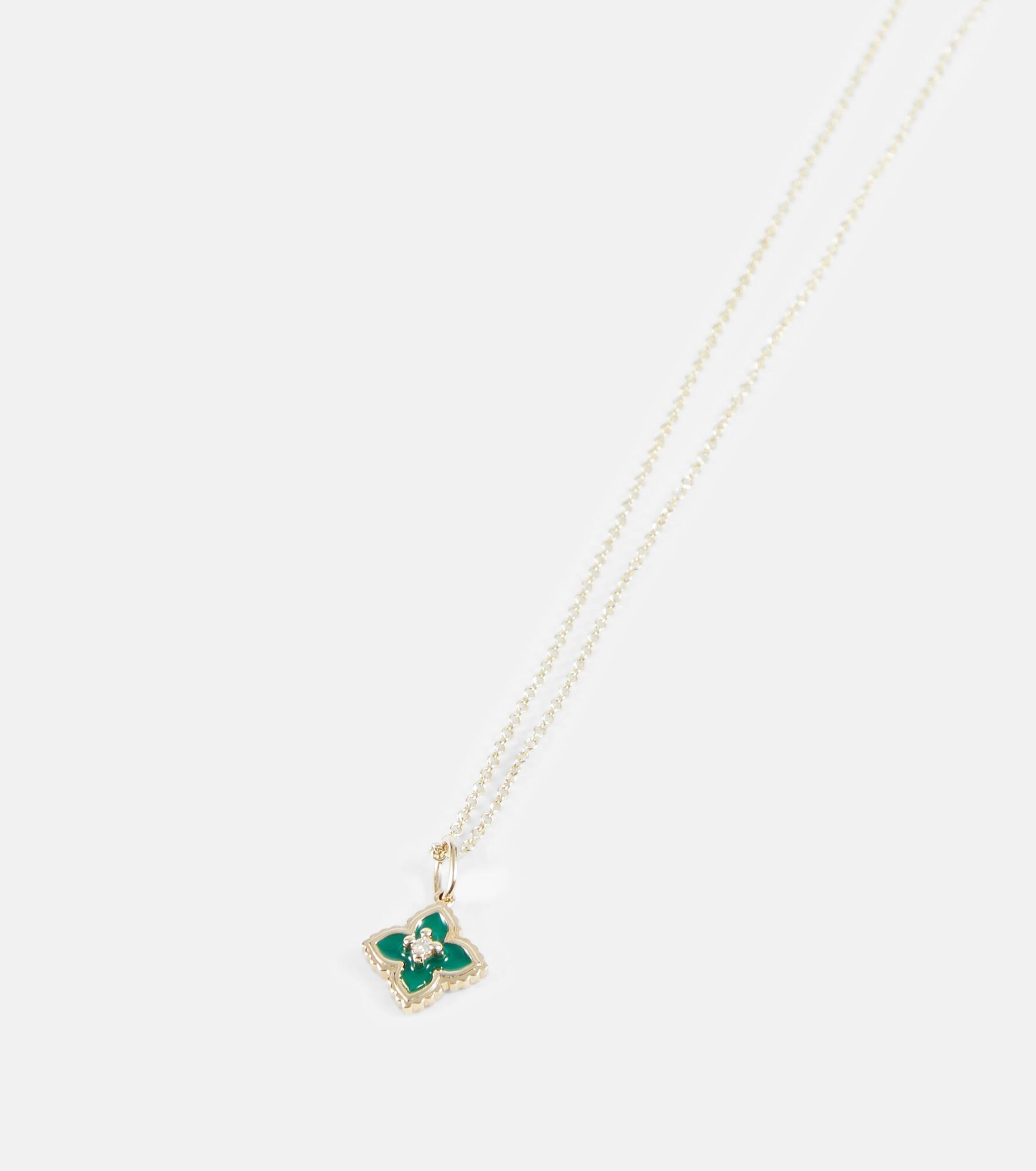 Mini Moroccan 14kt gold necklace with enamel and diamond - 6
