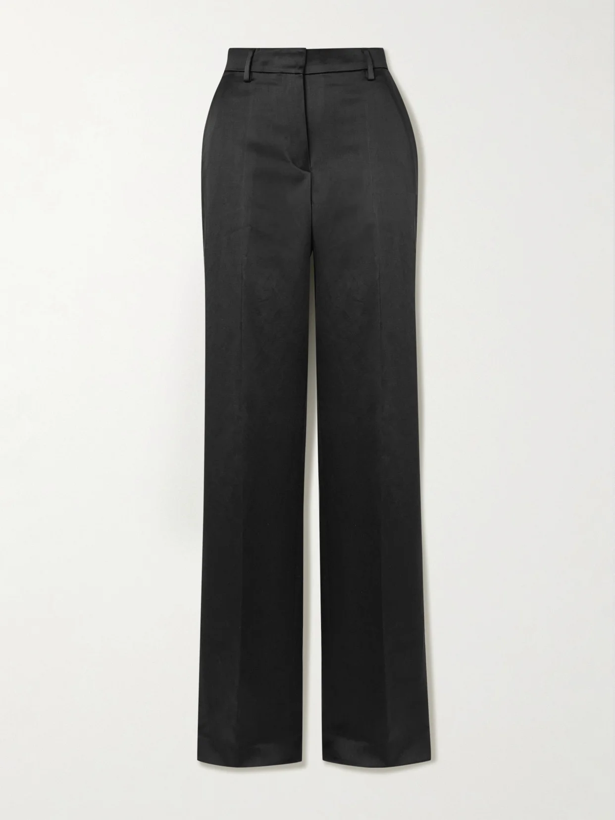 Washed Cotton-blend Satin Slim-leg Pants - 1