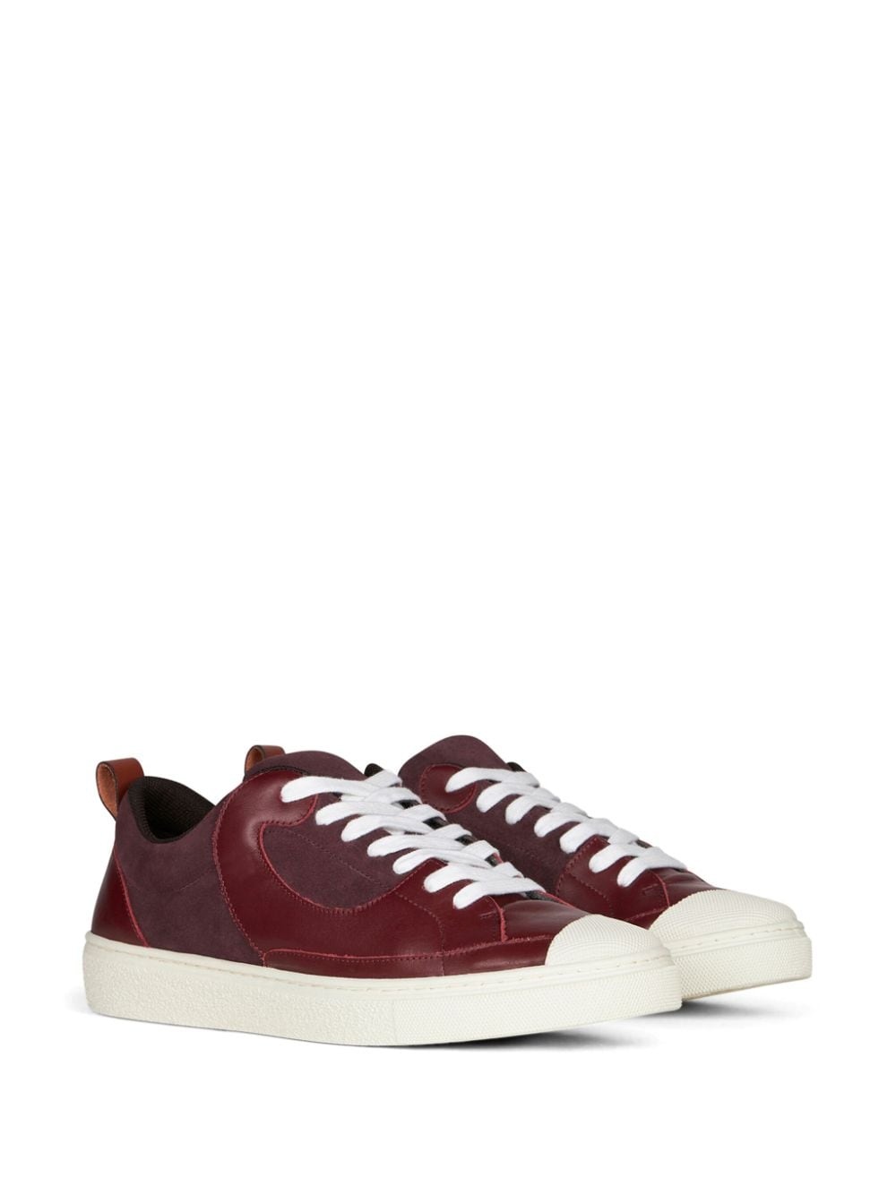 panelled leather sneakers - 2