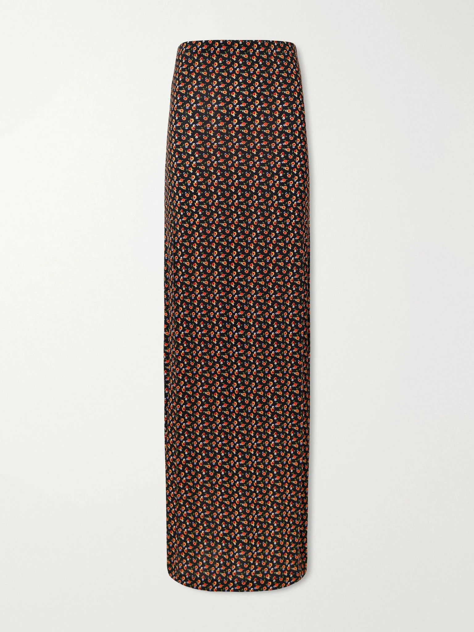Floral-jacquard crepe maxi skirt Brown - 1