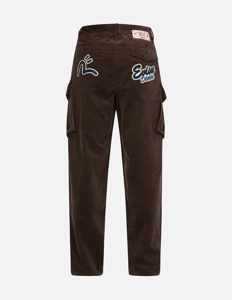 EVISU LOGO AND SEAGULL EMBROIDERY RELAX FIT CORDUROY PANTS outlook