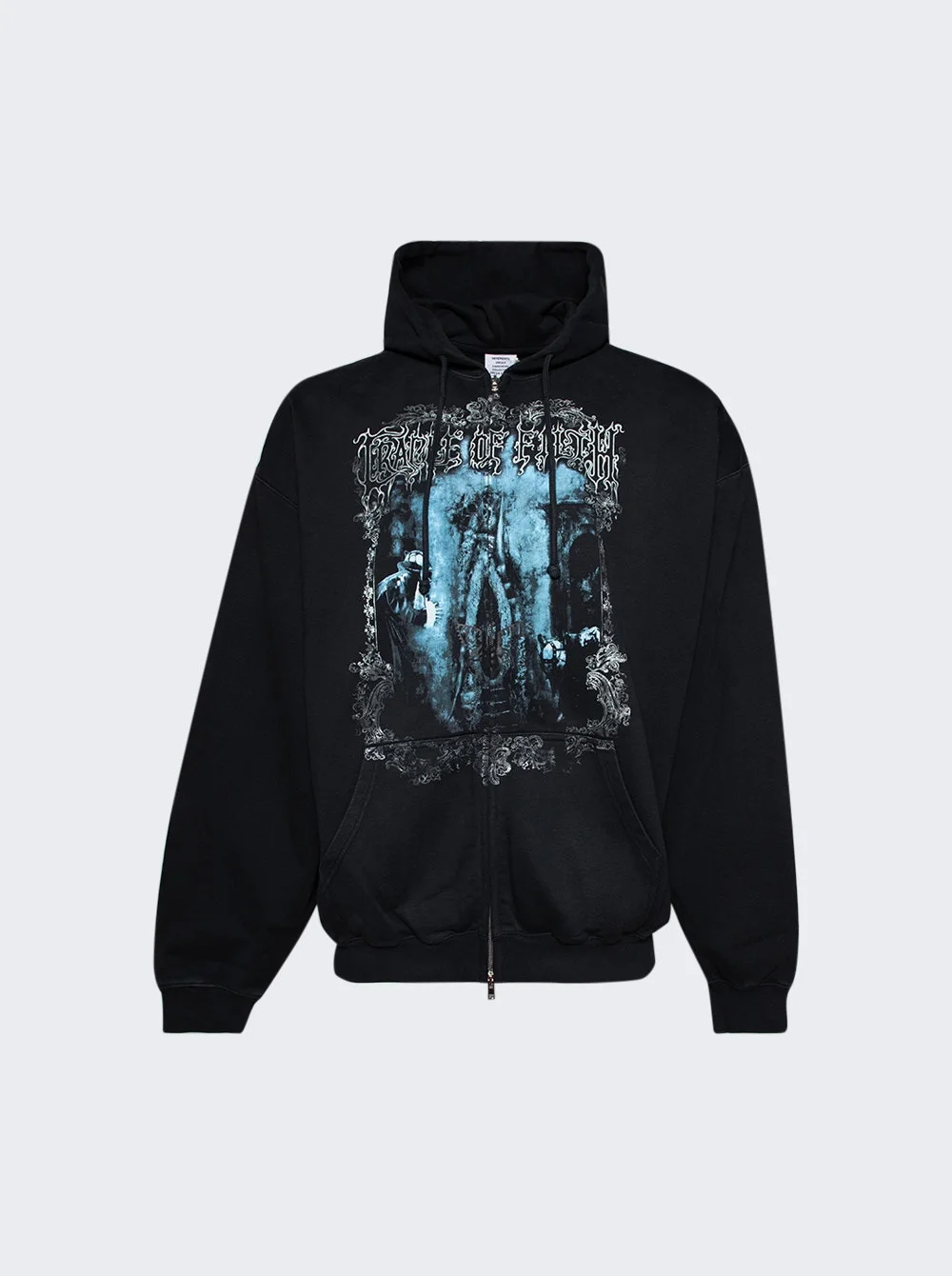 Butterfly Oversized Zip-up Hoodie Washed Black - 1