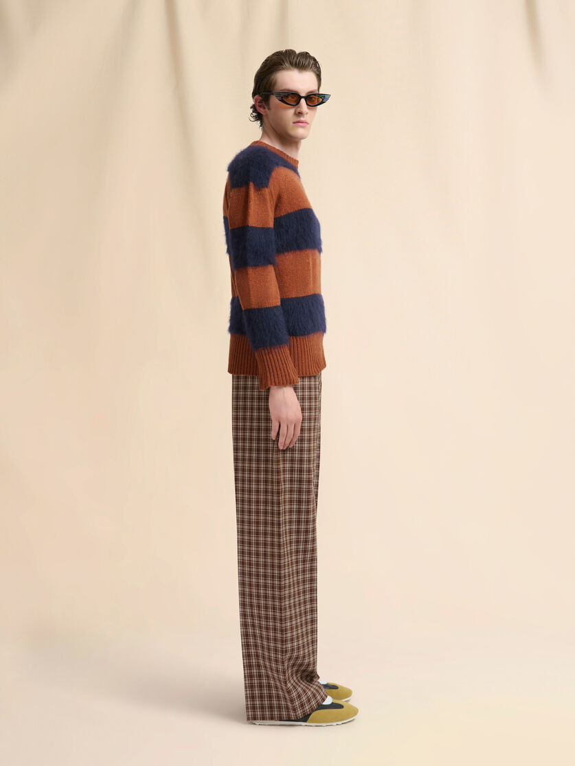 BROWN WOOL AND MOHAIR SWEATER WITH STRIPED PATTERN - 5