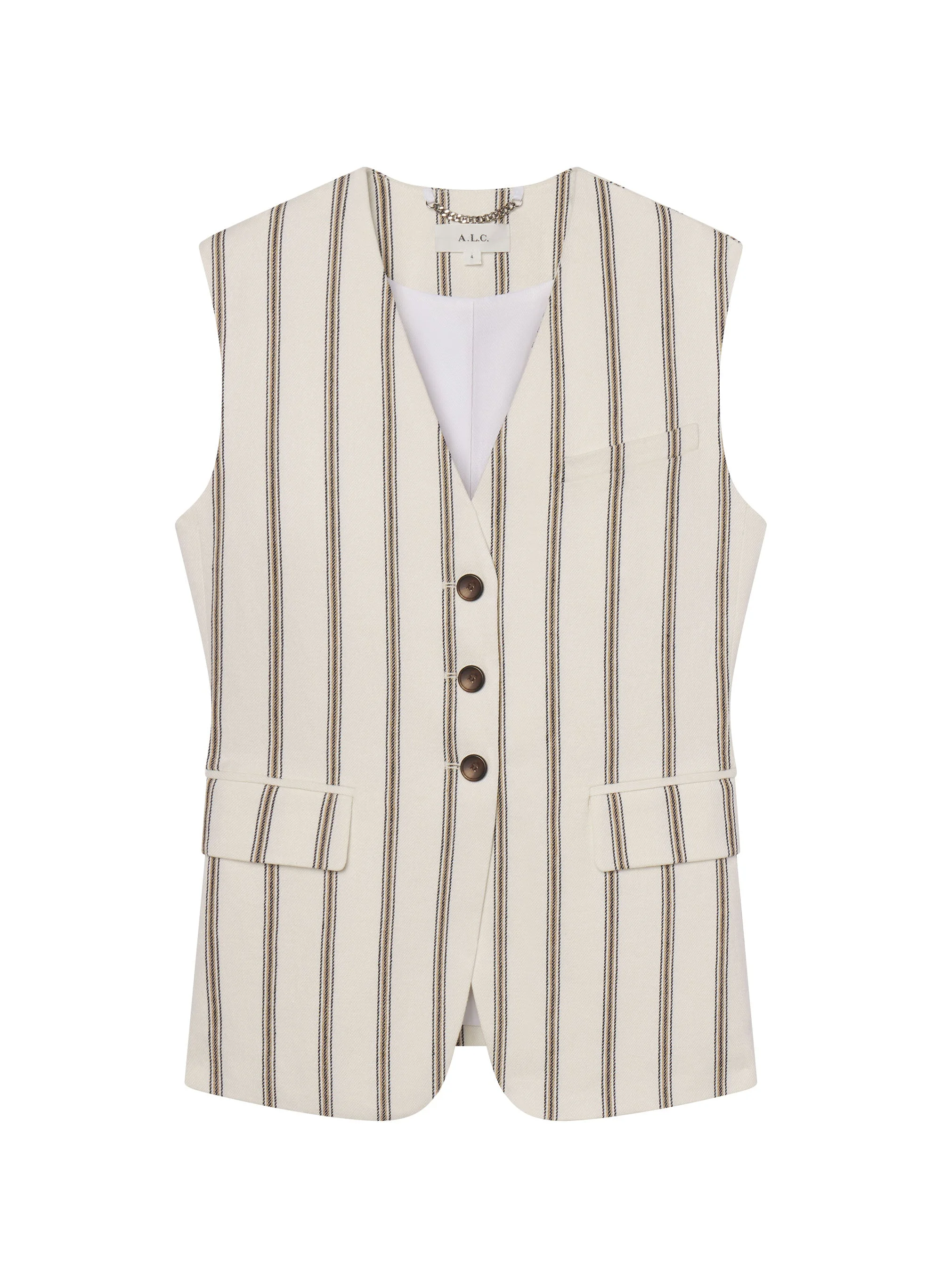 Noa Striped Linen Vest - 1