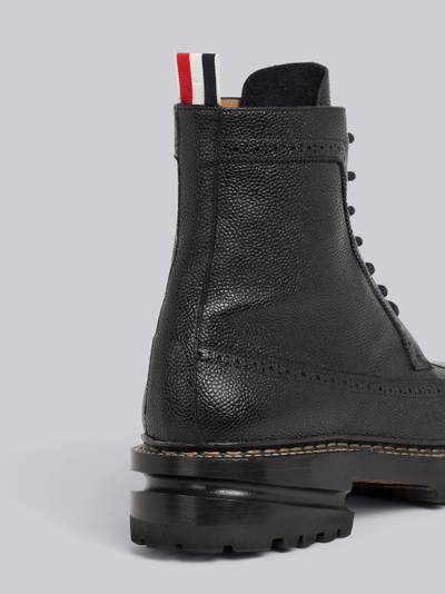 Thom Browne Black Pebble Grain Leather Stripe Insert Hiking Sole Longwing Boot outlook