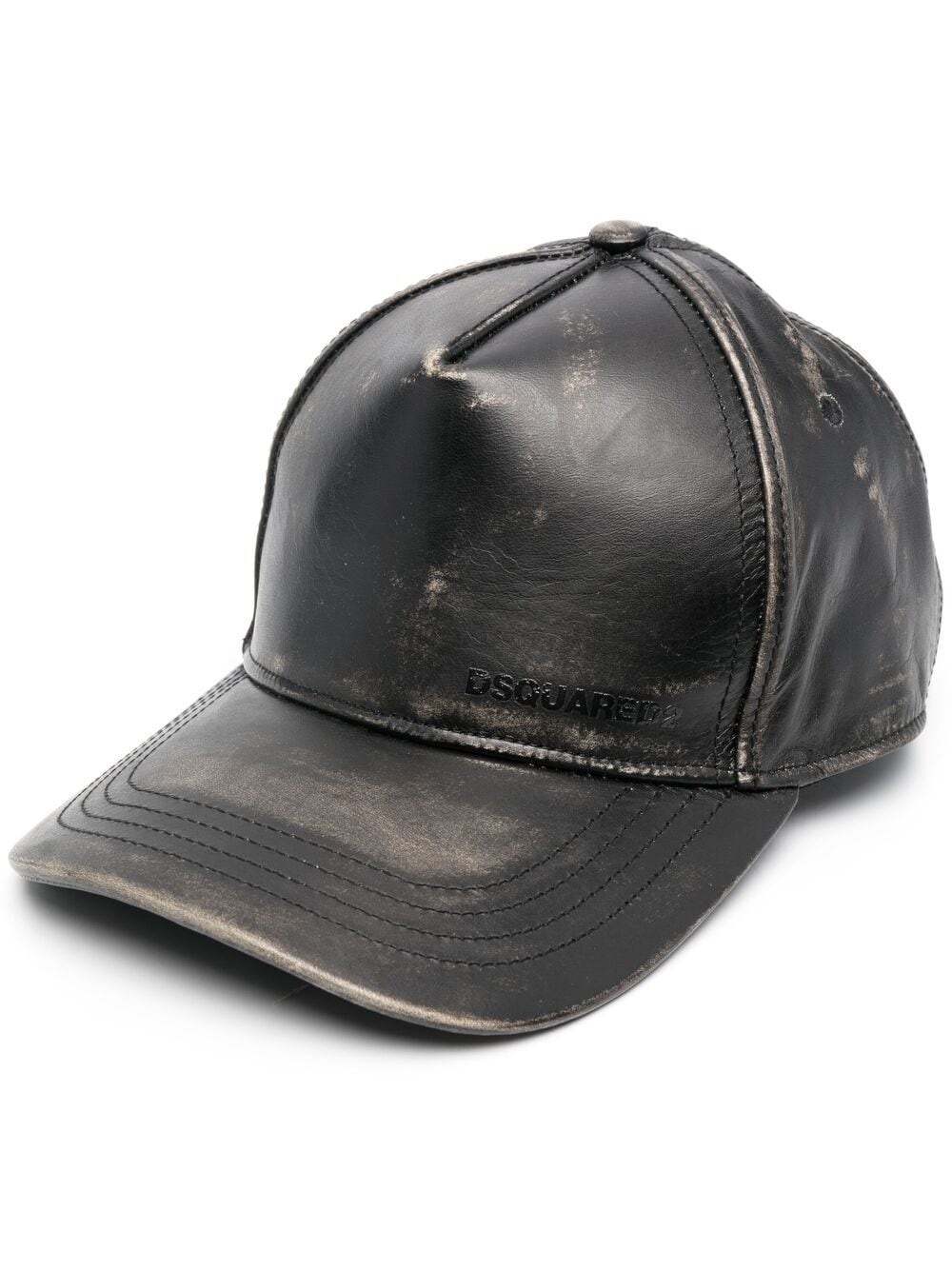 logo-print leather baseball cap - 1