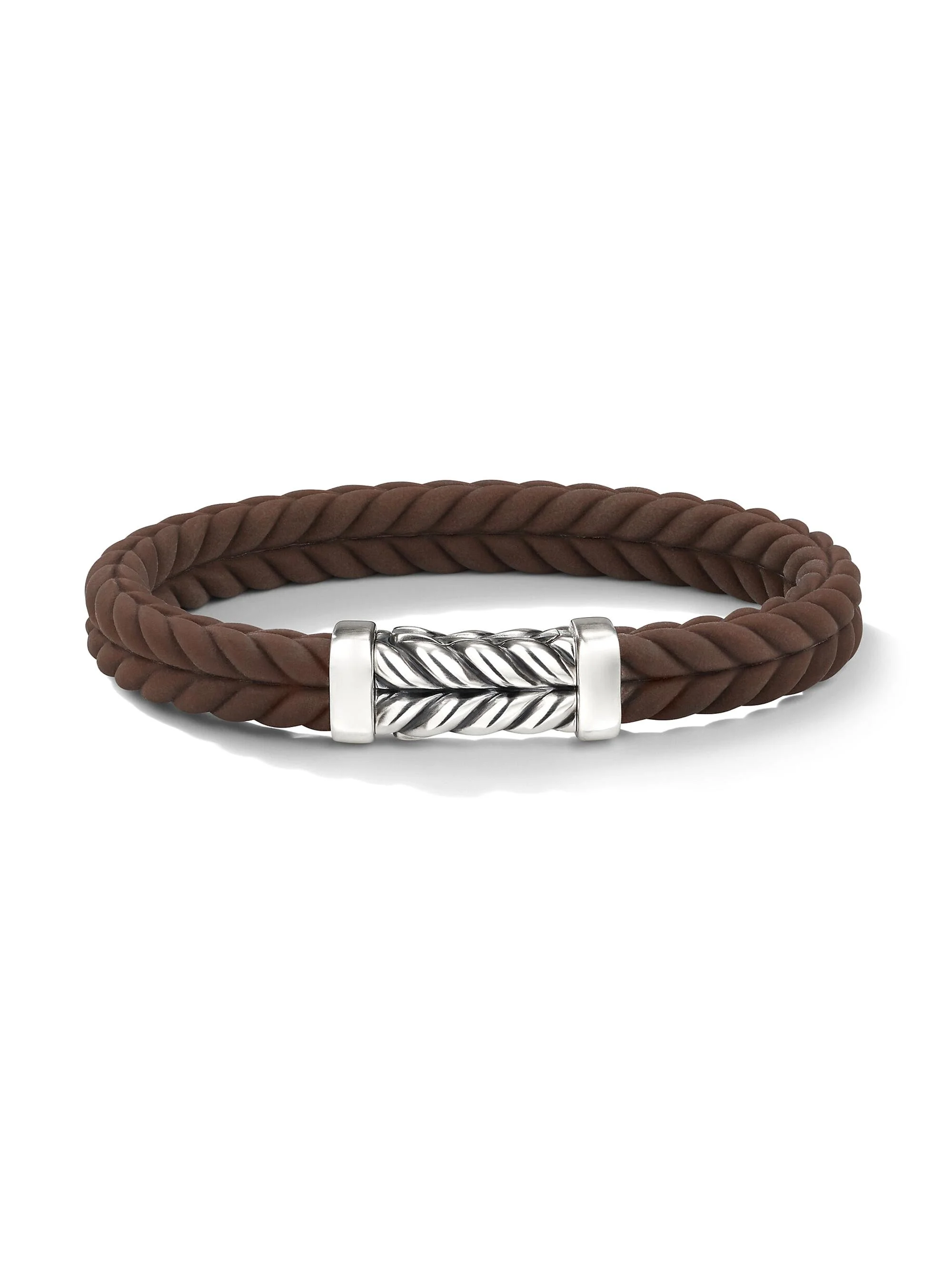Men's Chevron Bracelet in Brown Rubber - Brown - 1