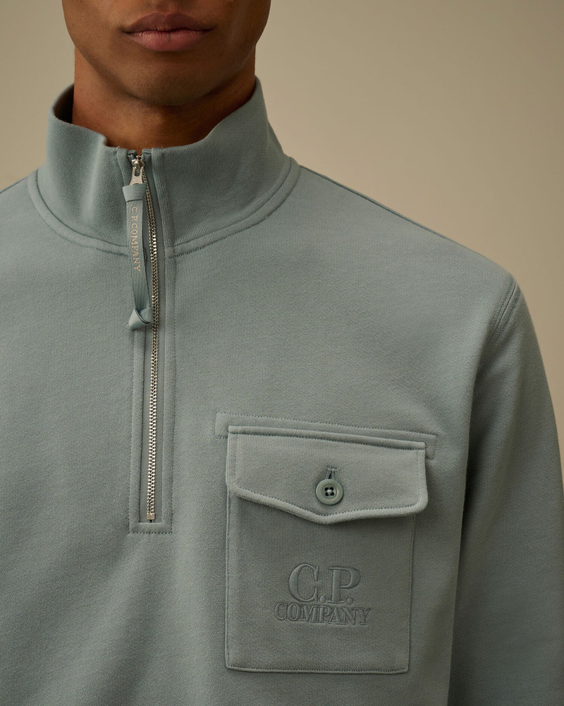 Diagonal Raised Fleece Half Zip Sweatshirt 5