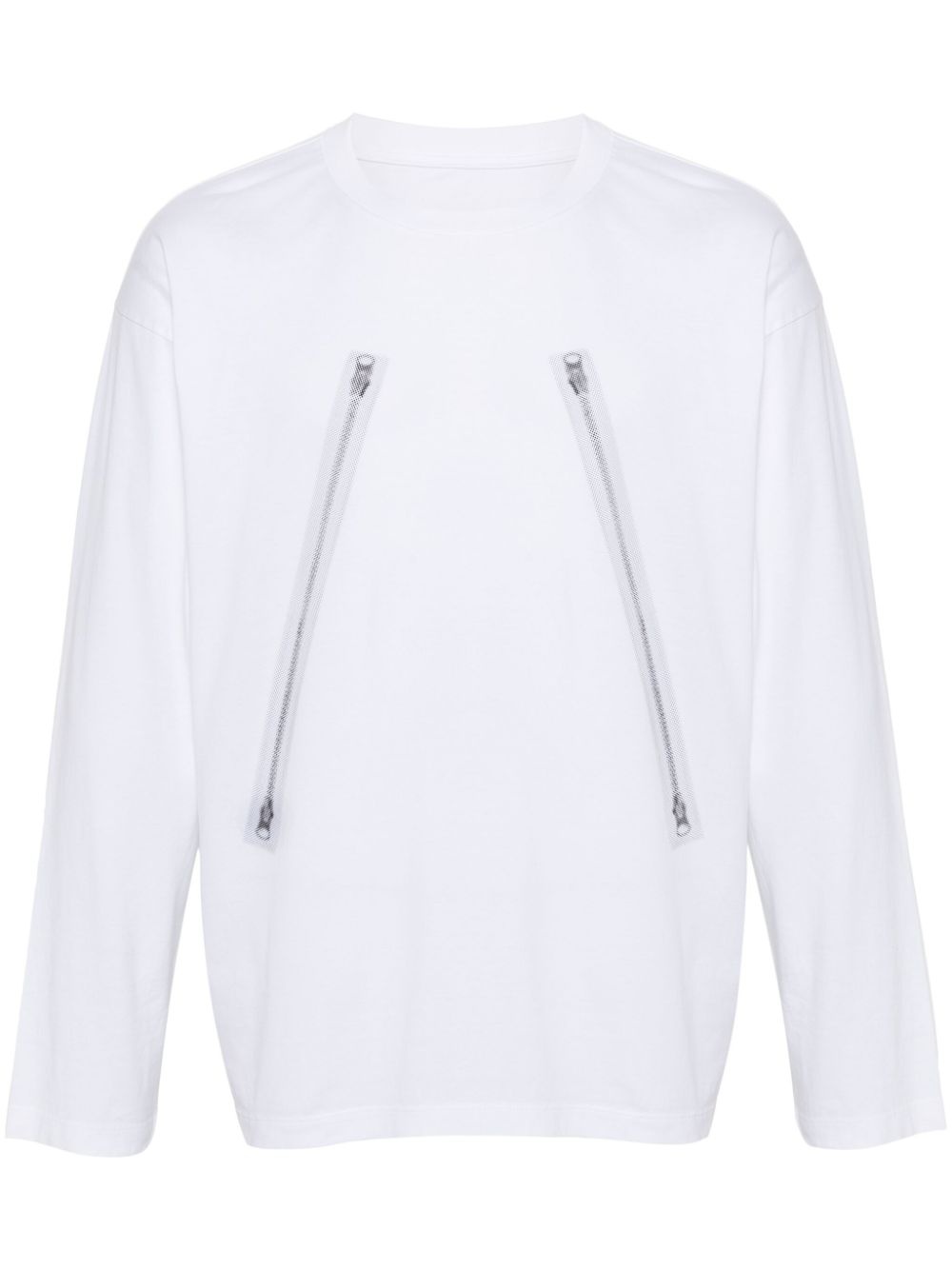 zipper-print cotton T-shirt - 1