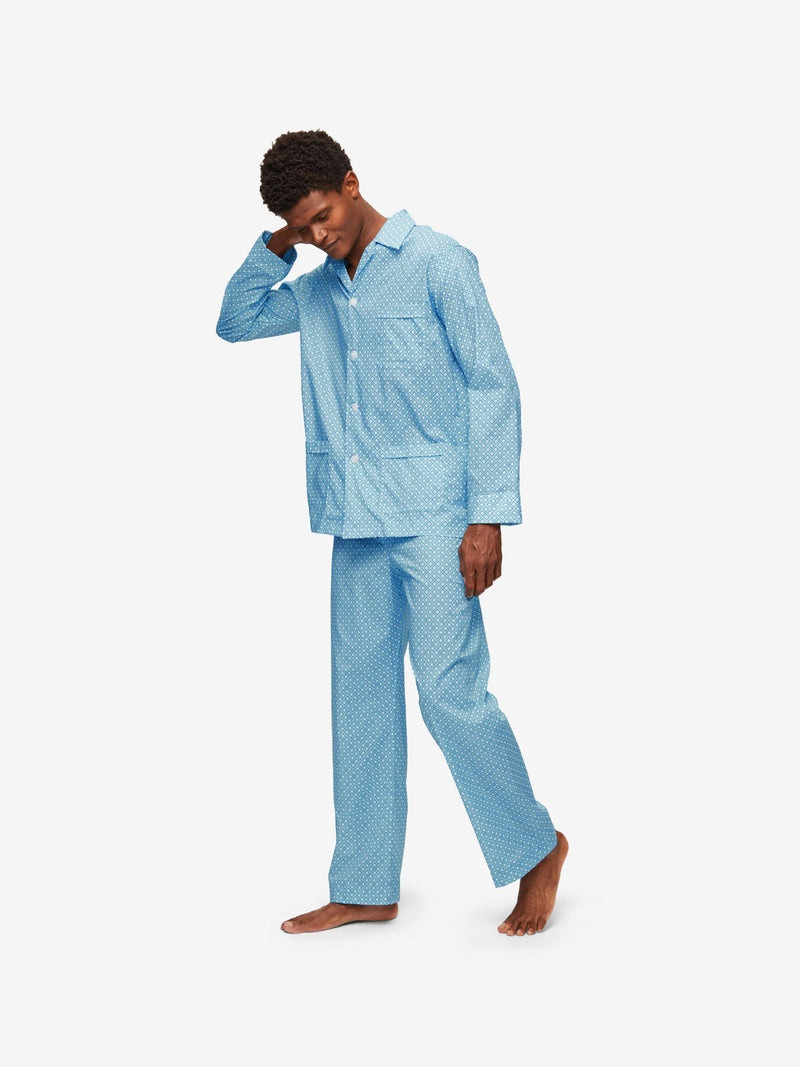 Men's Classic Fit Pyjamas Ledbury 56 Cotton Batiste Blue 3