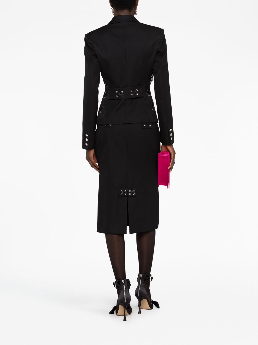 lace-up wool-blend blazer - 4