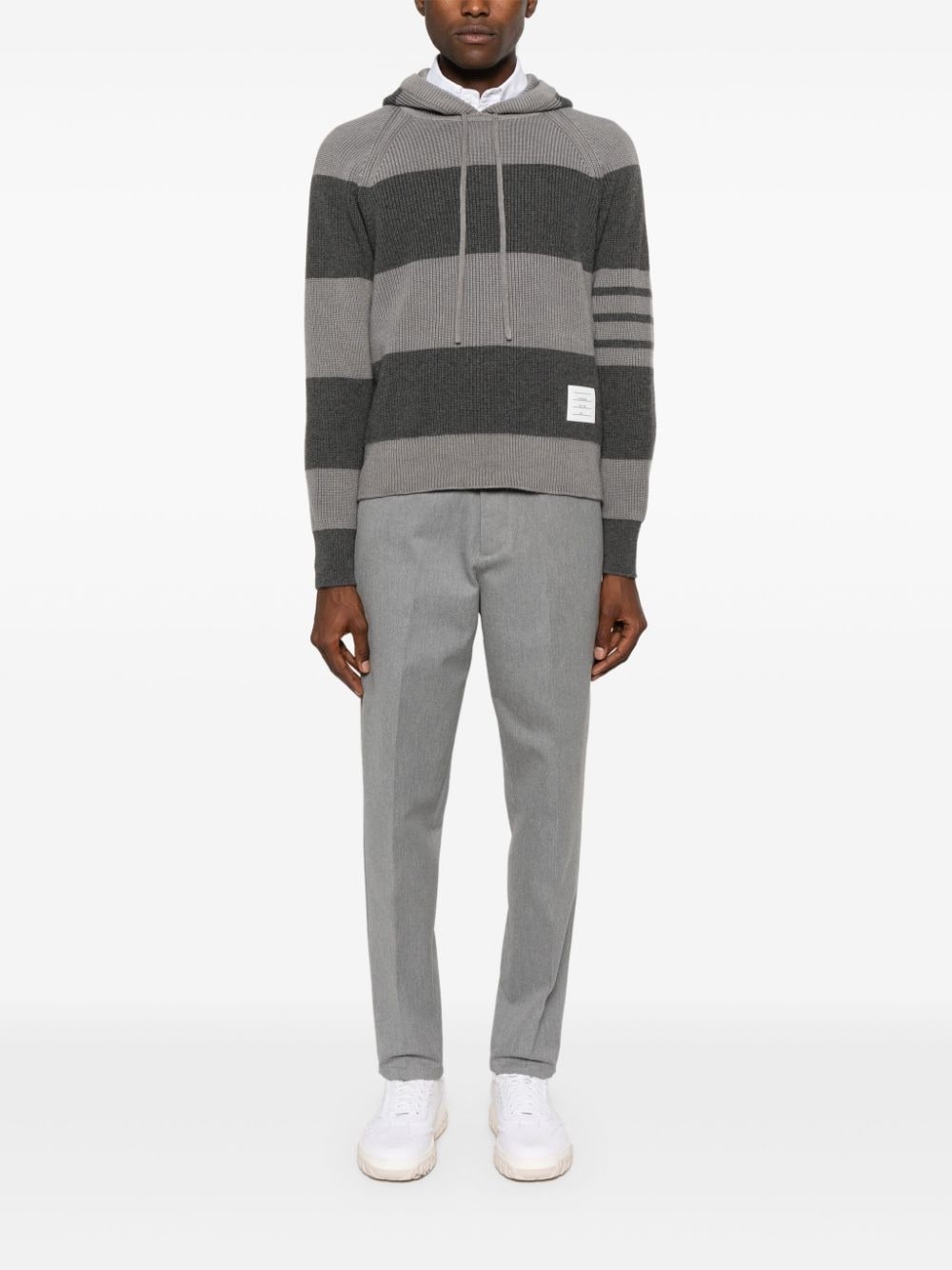 striped knitted hoodie - 2