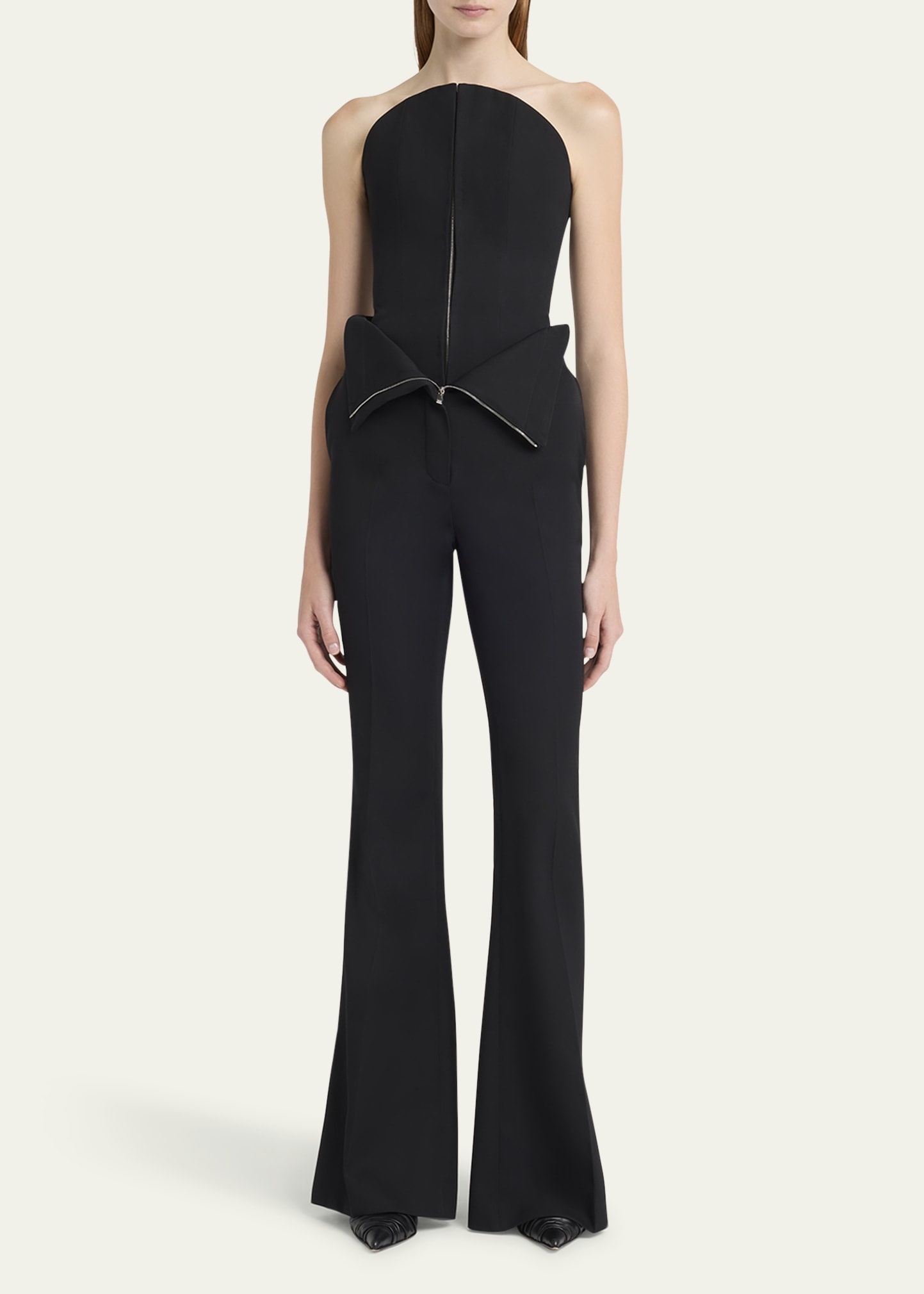 Curved Strapless Zip-Front Bustier Top - 2
