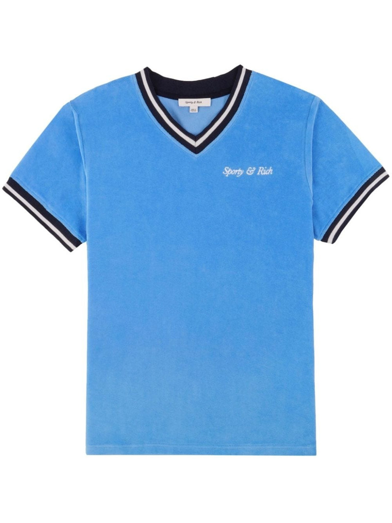 logo-embroidered V-neck T-shirt 1