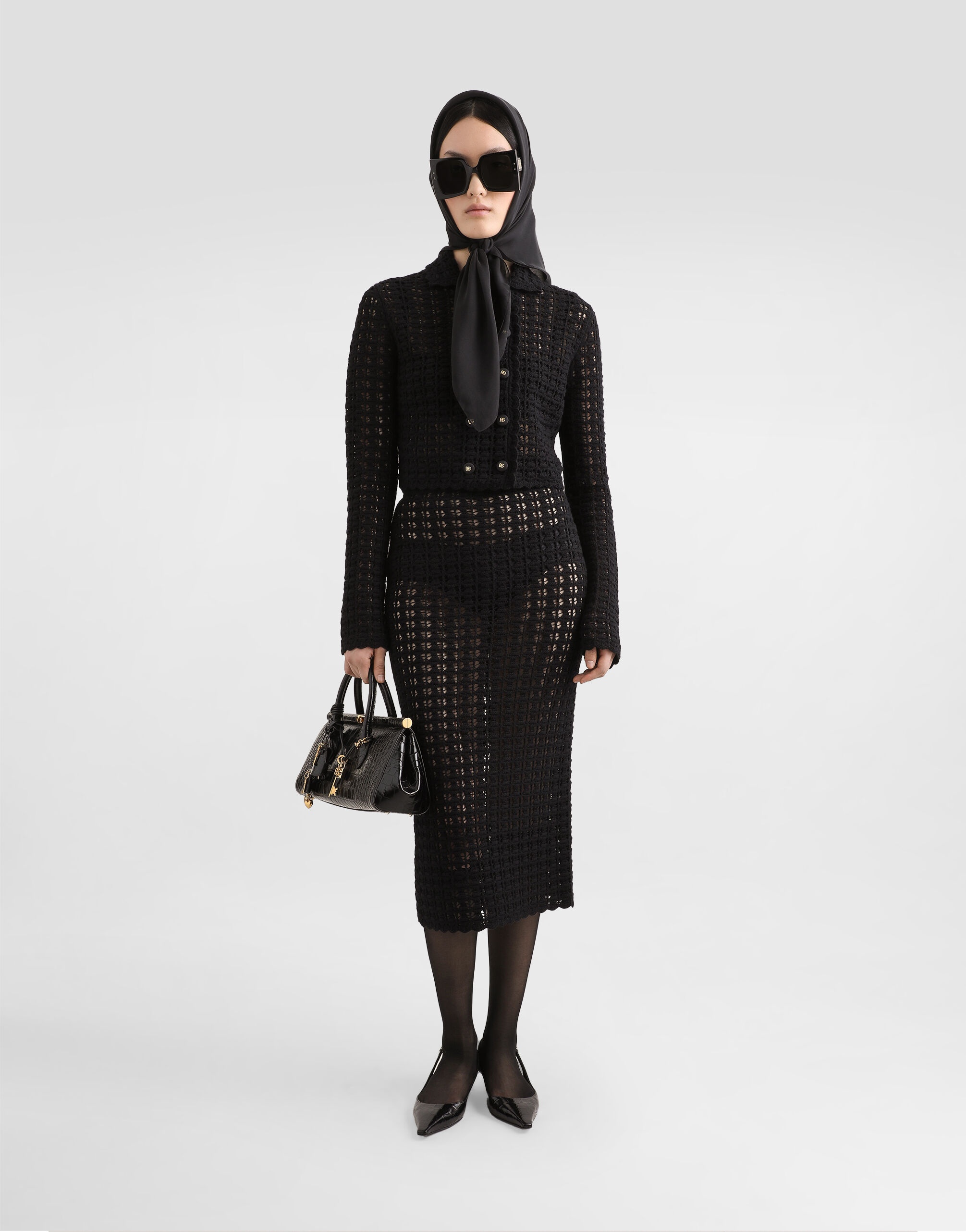 ジャケット DOLCE & GABBANA- SHORT DOUBLE-BREASTED WOOL CROCHET JACKET Dolce & Gabbana Short double-breasted wool crochet jacket