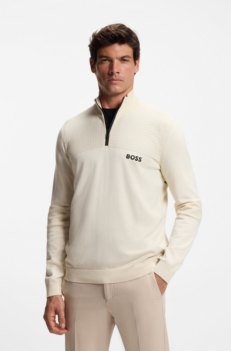 WATER-REPELLENT ZIP-NECK SWEATER IN A COTTON BLEND 2