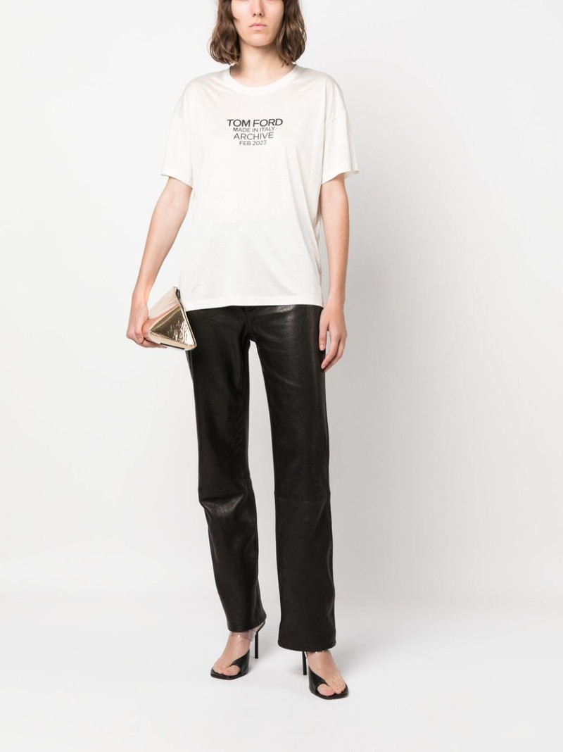 TOM FORD logo-print silk T-shirt outlook