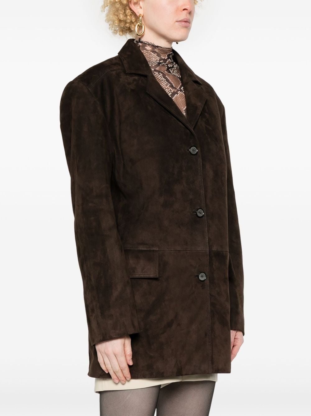 suede single-breasted blazer - 3