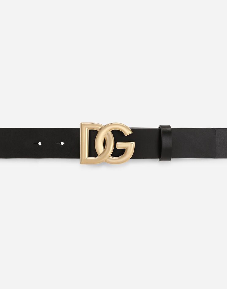 Lux leather belt with crossover DG logo buckle - 4