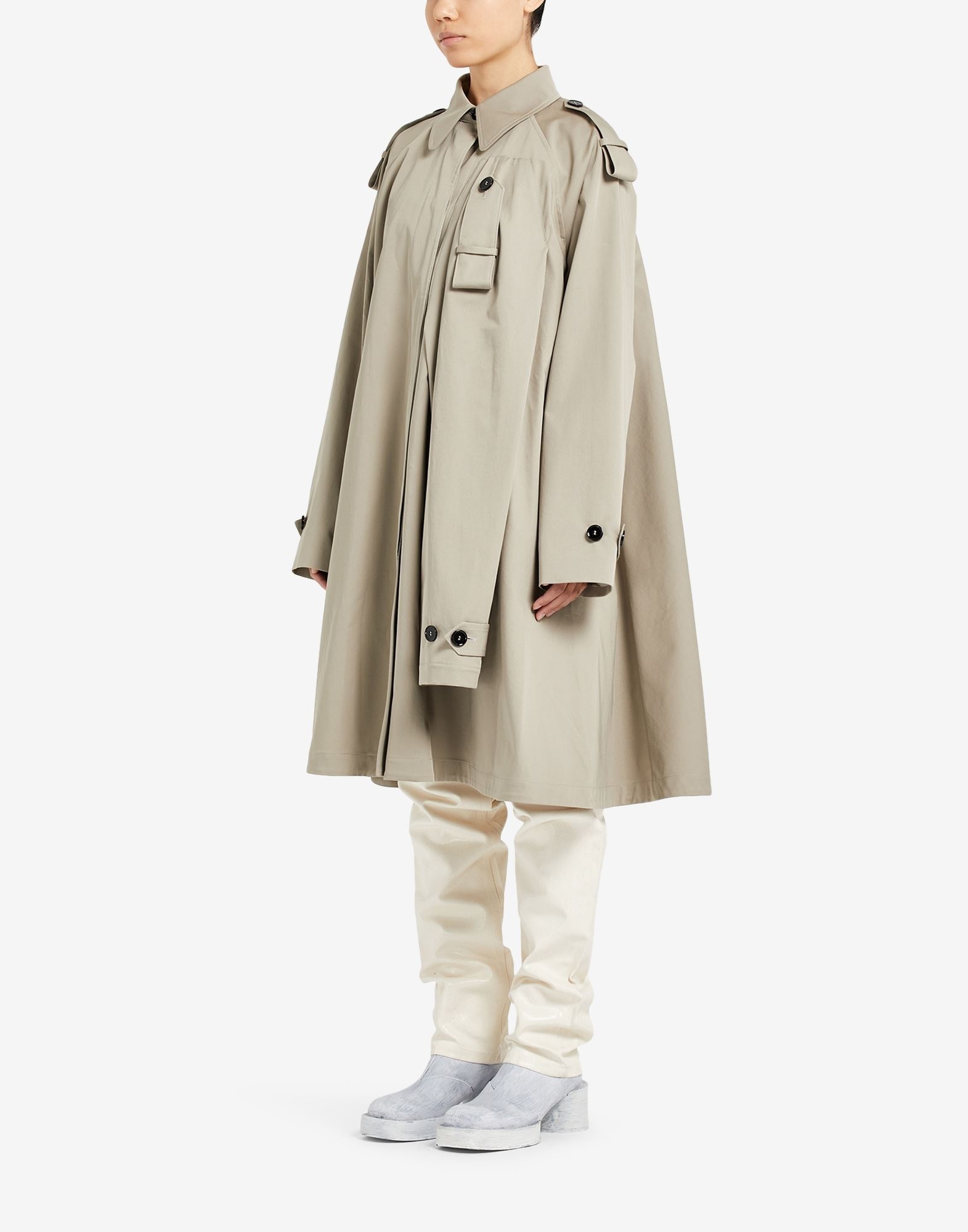 Long trench coat with hanging sleeves - 5