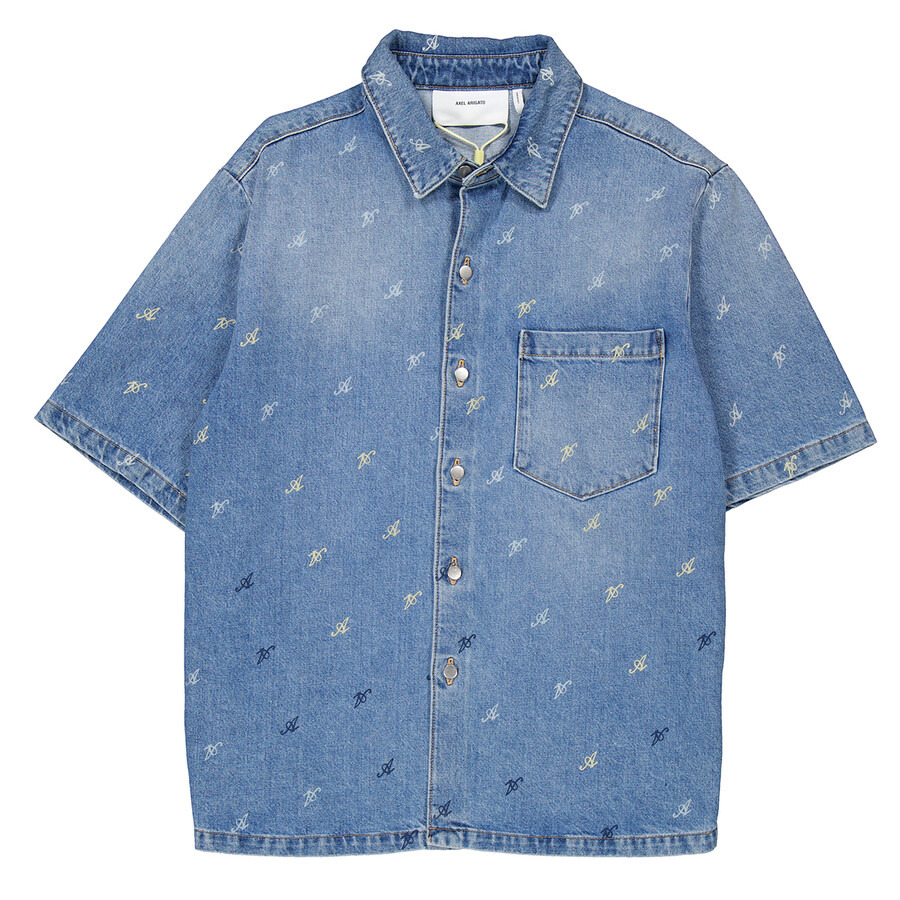 Axel Arigato Miles Logo Print Cotton Denim Shirt - 5