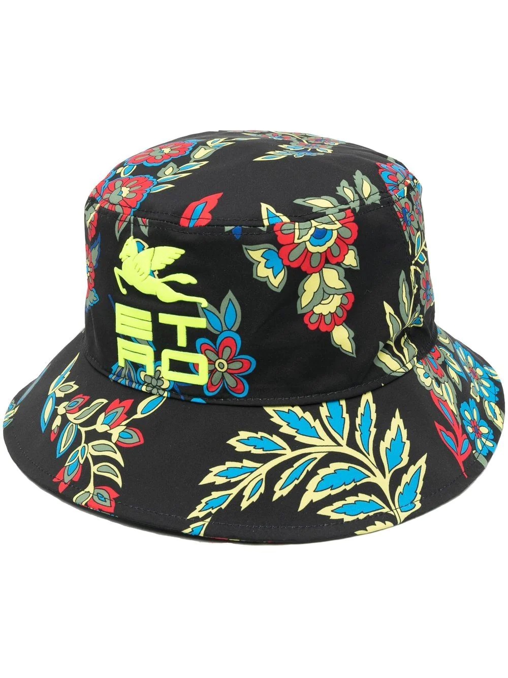 floral-print logo-plaque bucket hat - 1