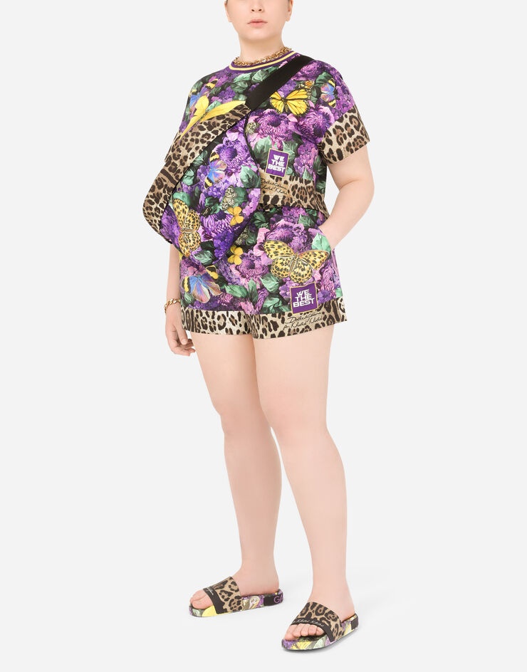 Cropped jersey T-shirt with butterfly print - 2