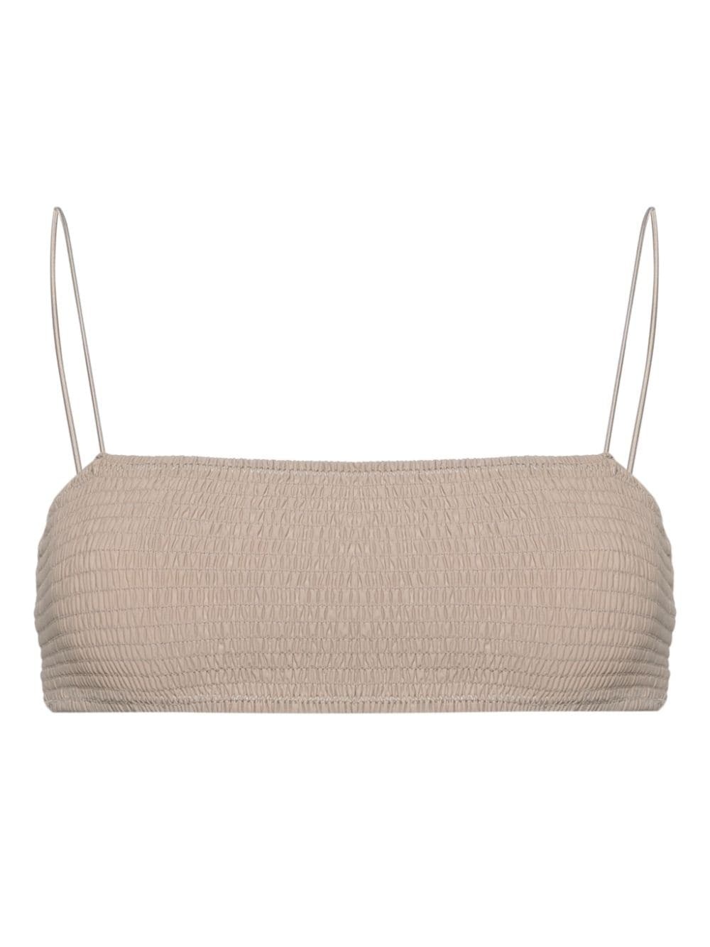 smocked bandeau bikini top - 1