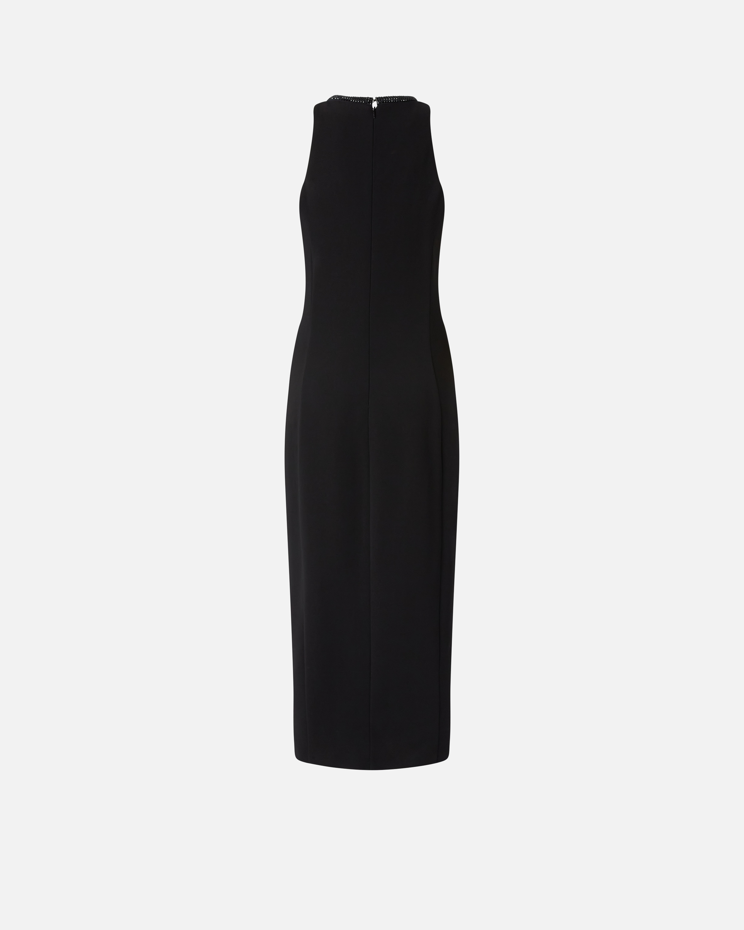 BLACK SHEATH DRESS WITH RHINESTONED NECKLINE - 6