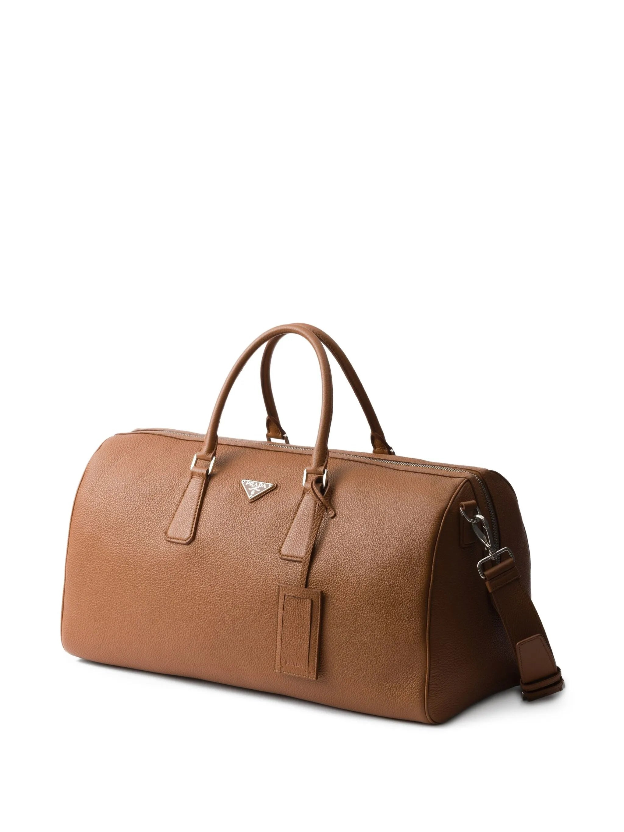 textured leather duffle bag - 3