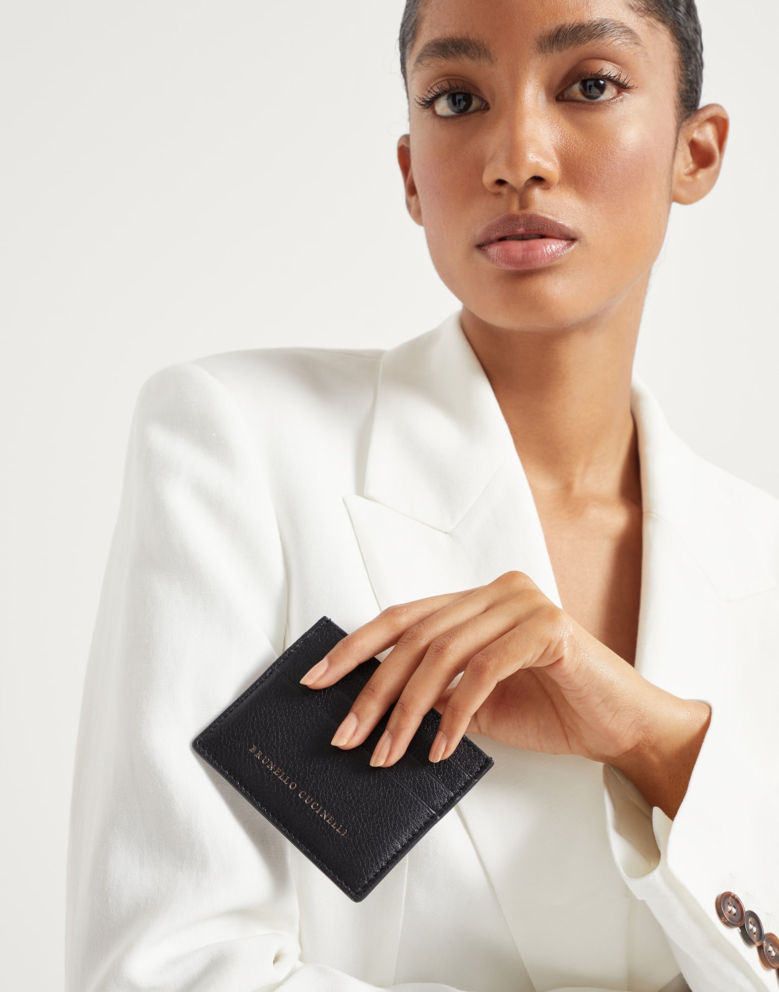 Grained leather card case - 4