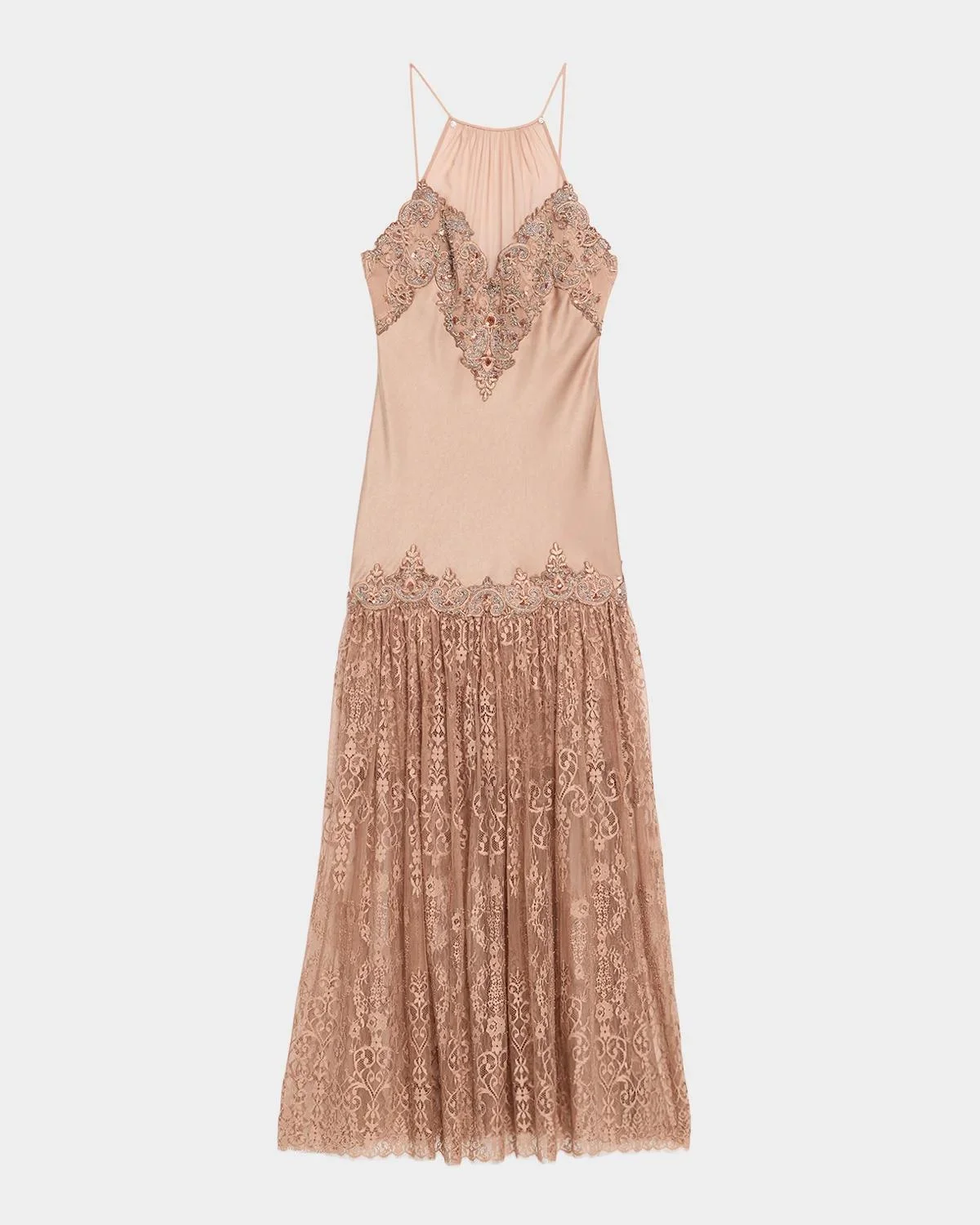 Chelsea Backless Lace Combo Maxi Dress - 1