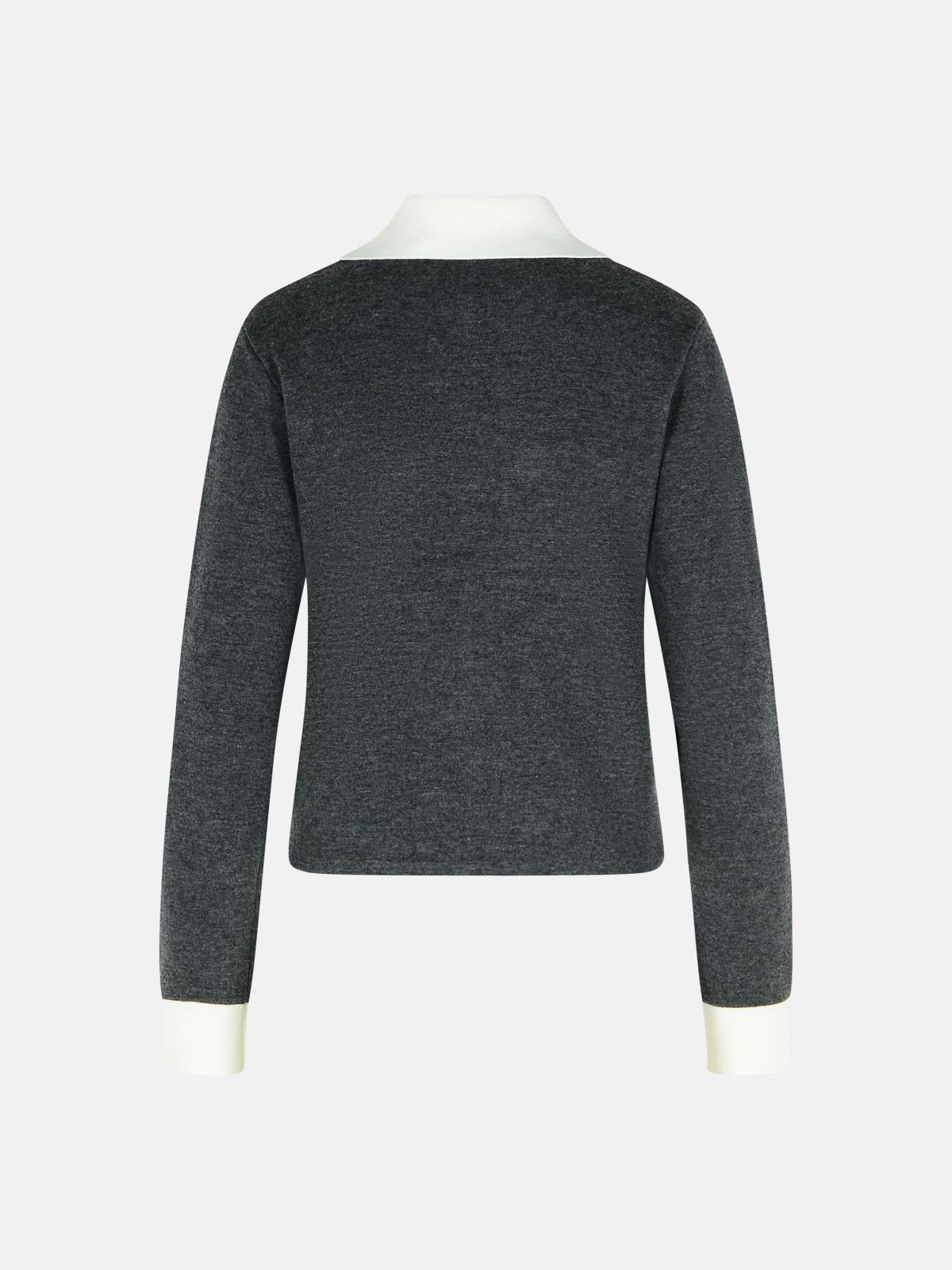 GREY WOOL BLEND SWEATER - 3
