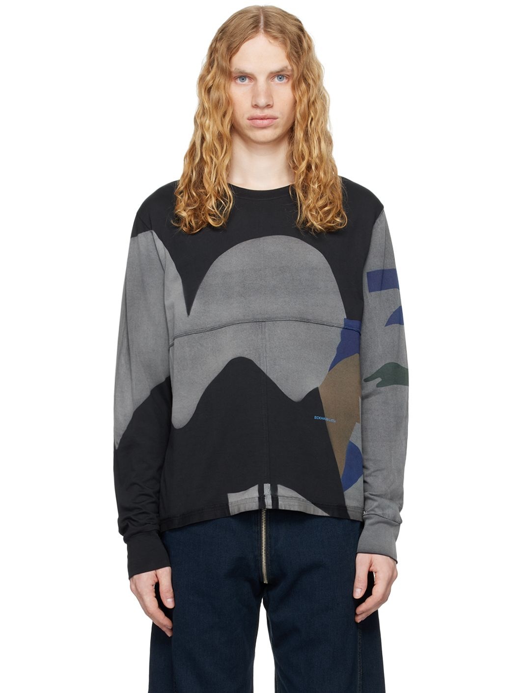 Multicolor Lapped Long Sleeve T-shirt - 1