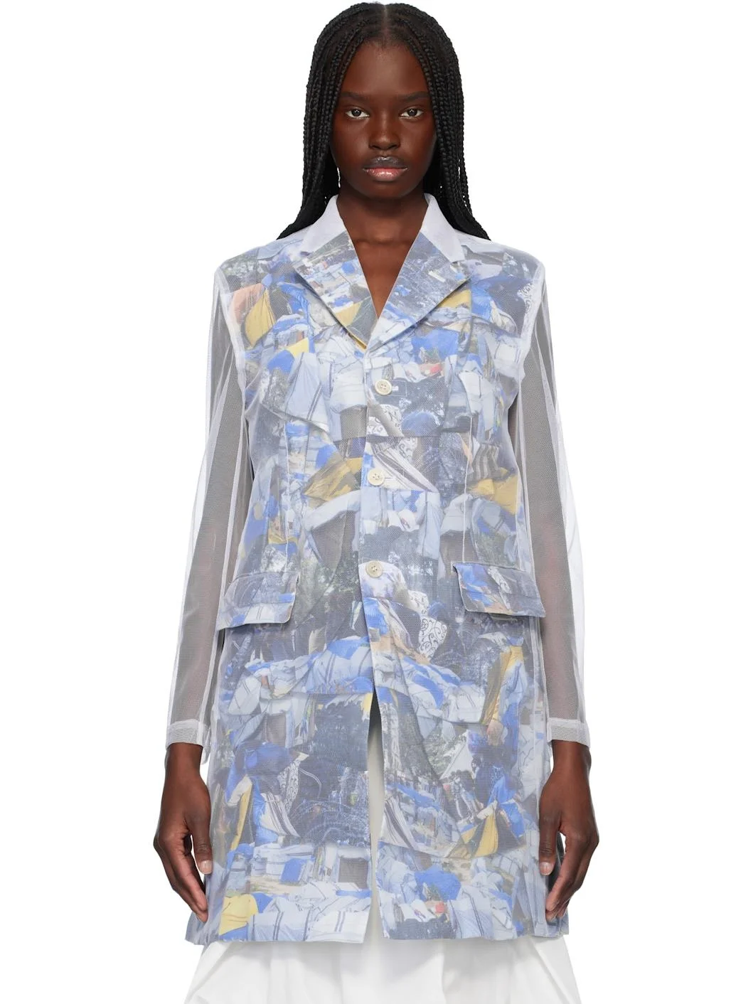 White & Multicolor Layered Jacket - 1