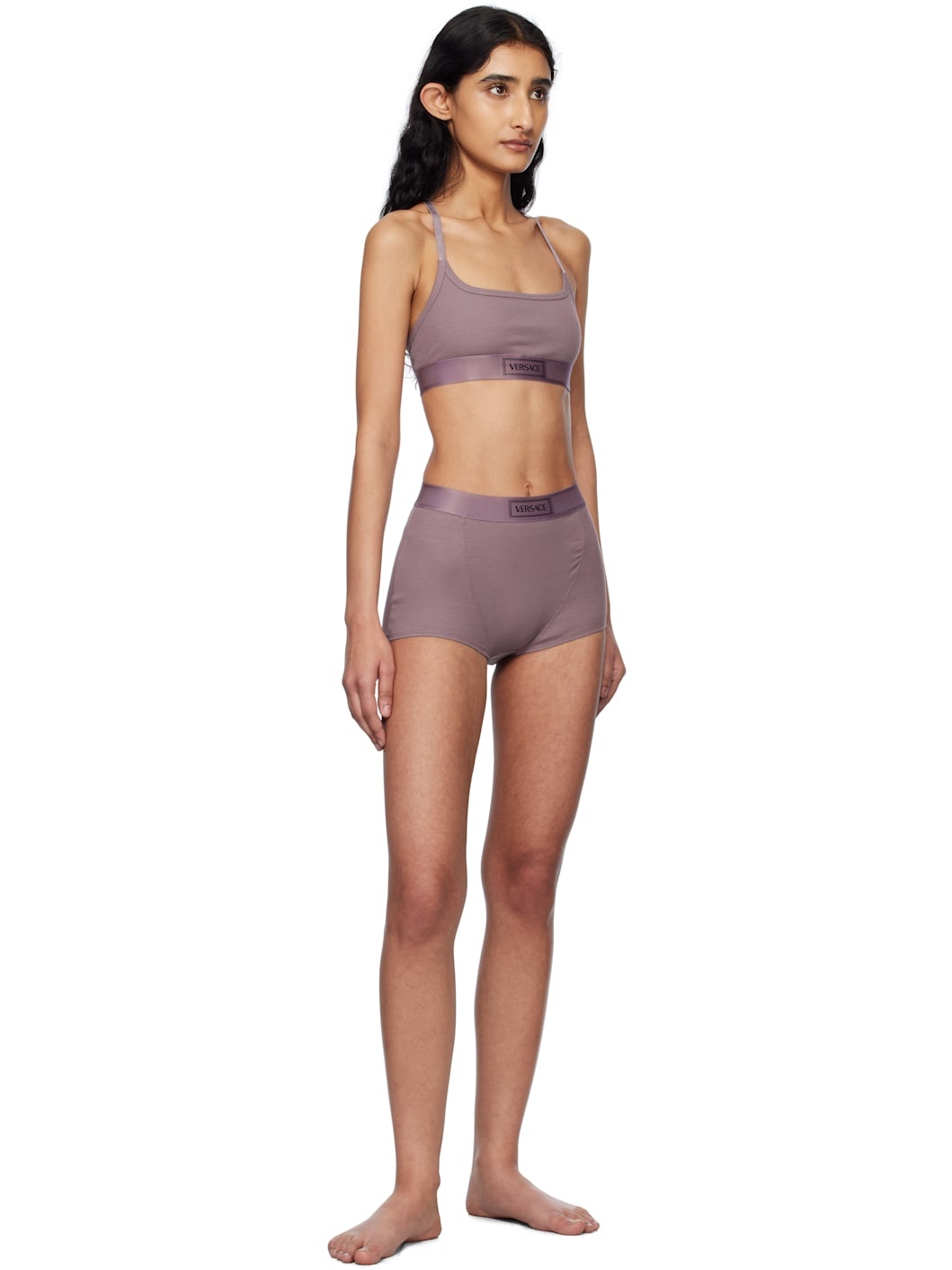 Purple 90s Vintage Logo Ribbed Bra - 4