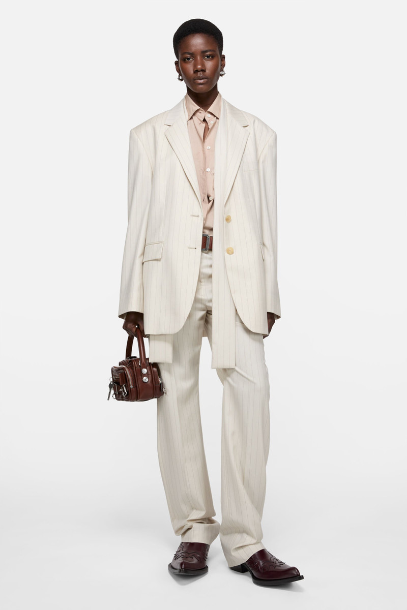 Acne Studios Pinstripe blazer with scarf - Cream beige outlook