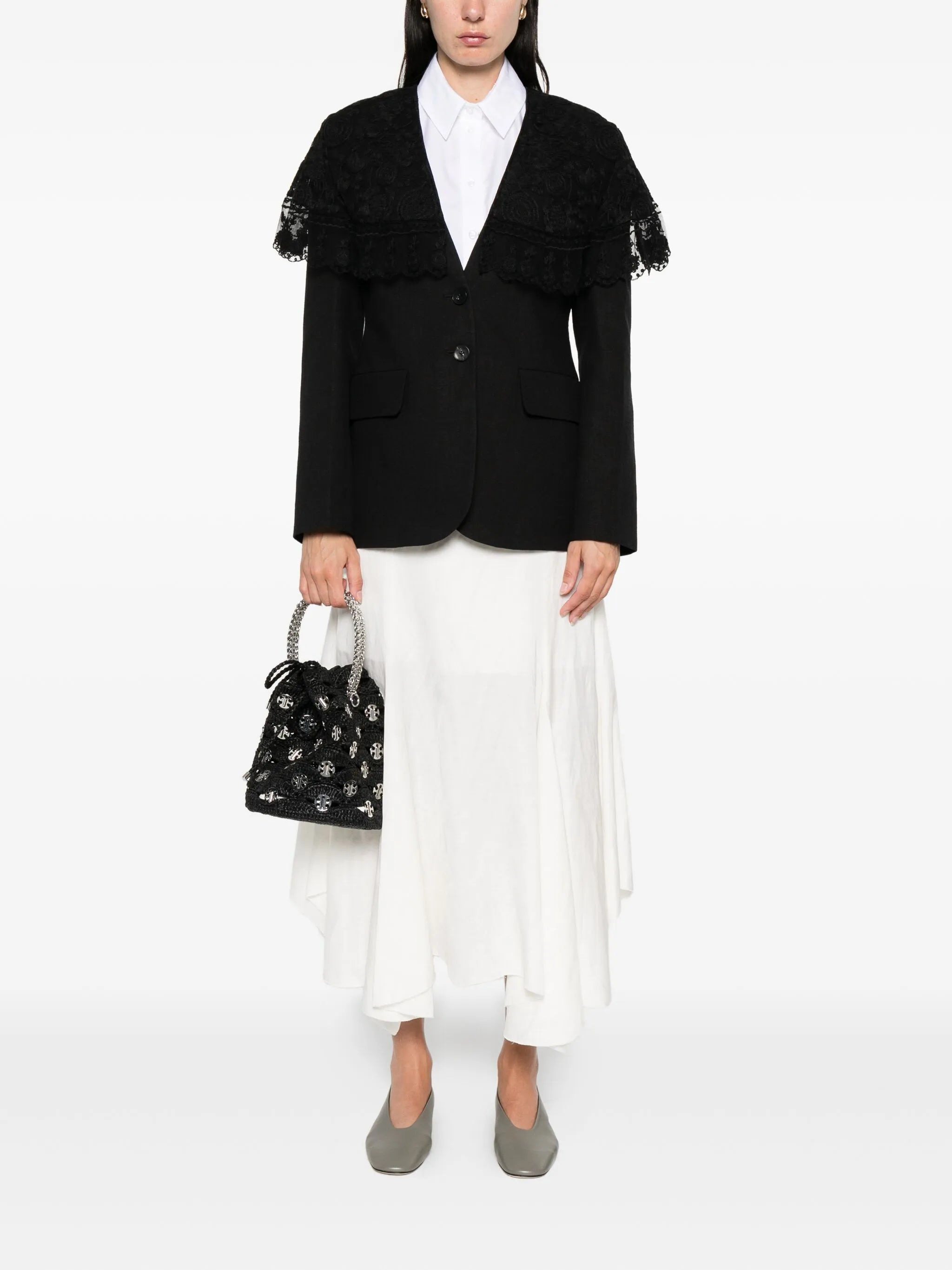 Sea Lace-trimmed Pinstripe Jacket - 2