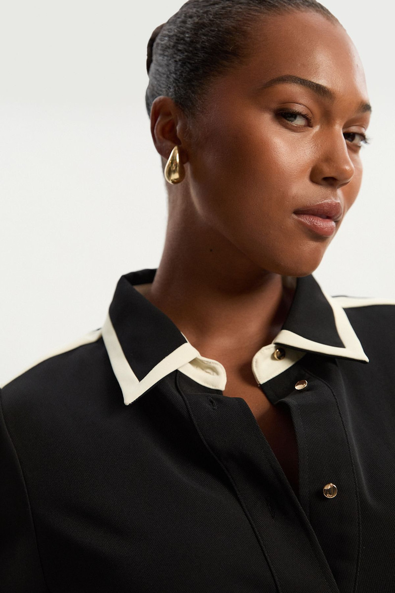 Plus Size Colour block Twill Woven Shirt 3