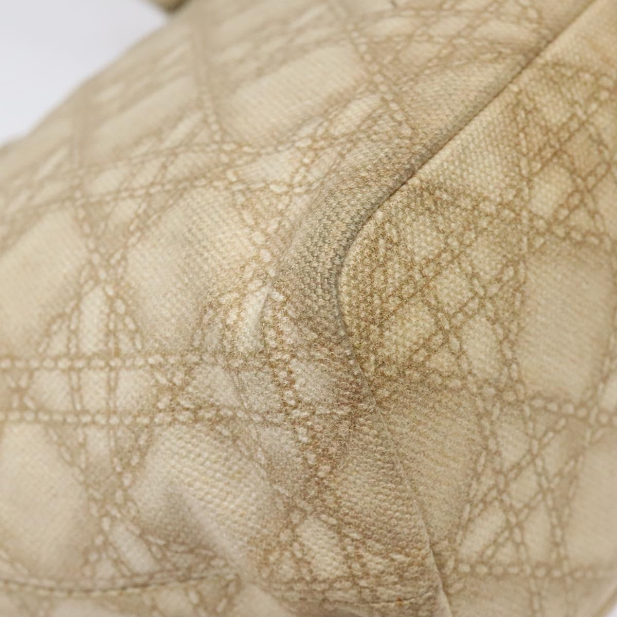 DIOR Canage Hand Bag Coated Canvas Beige Silver - 13