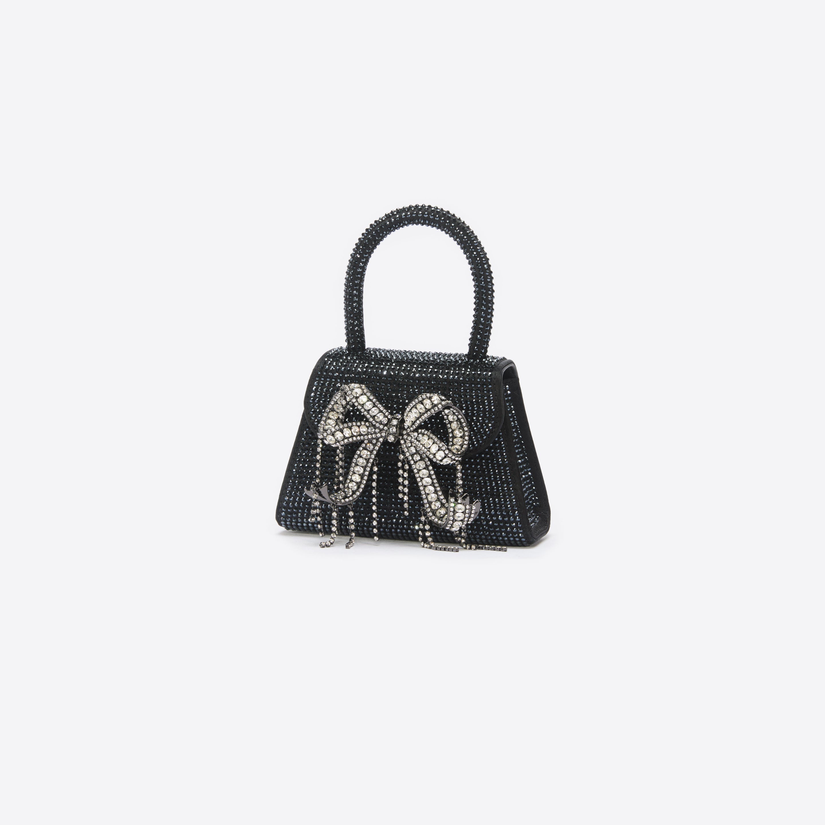 Black Rhinestone Embellished Micro Bow Bag - 2