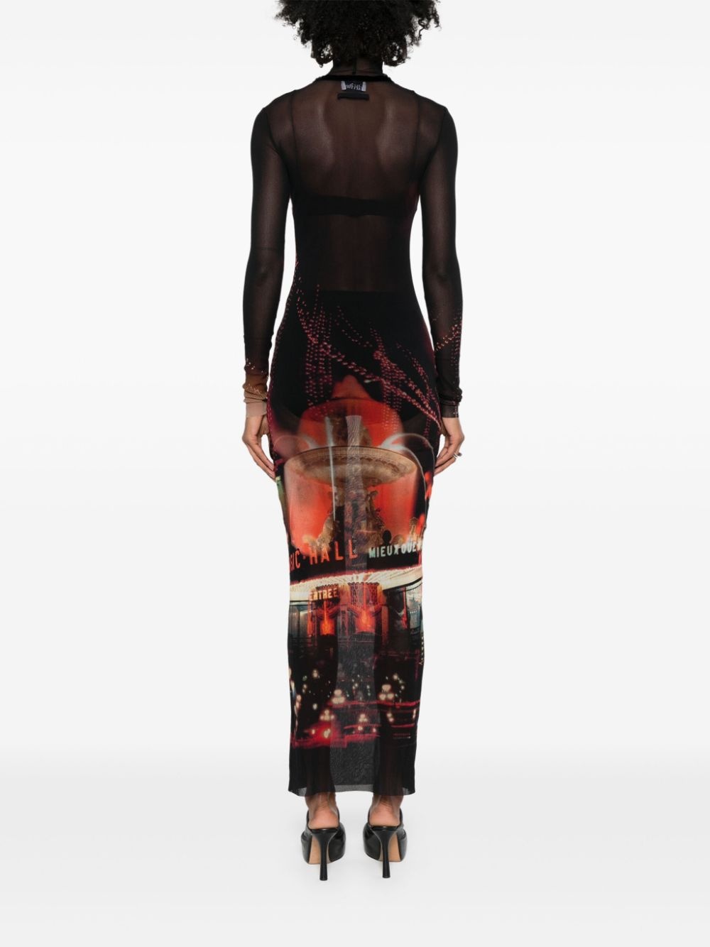 Pigalle-print tulle maxi dress - 4