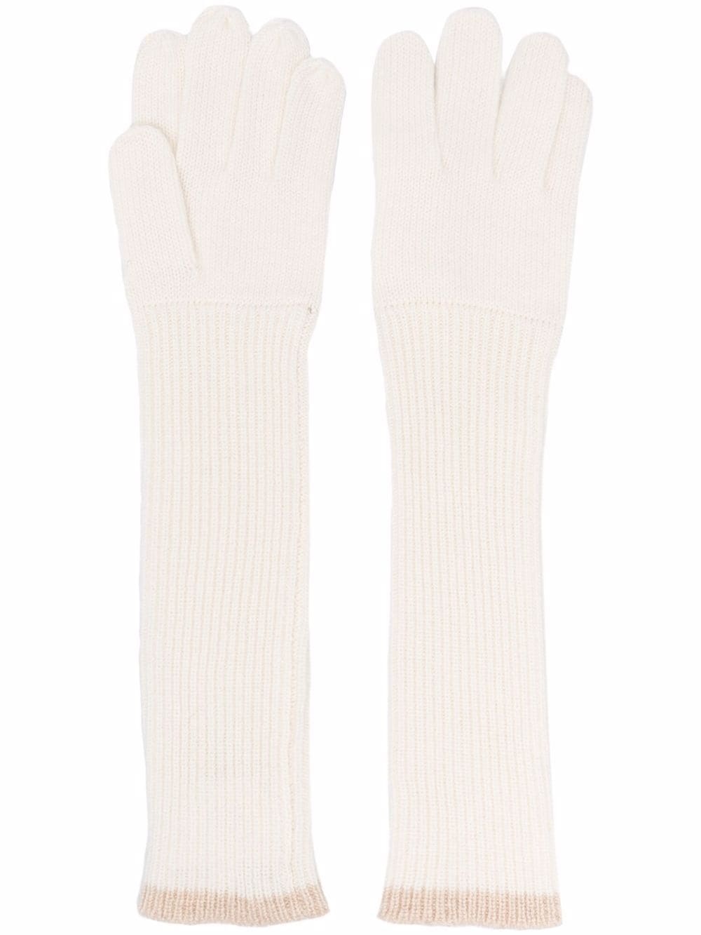 ribbed-knit cashmere gloves - 1