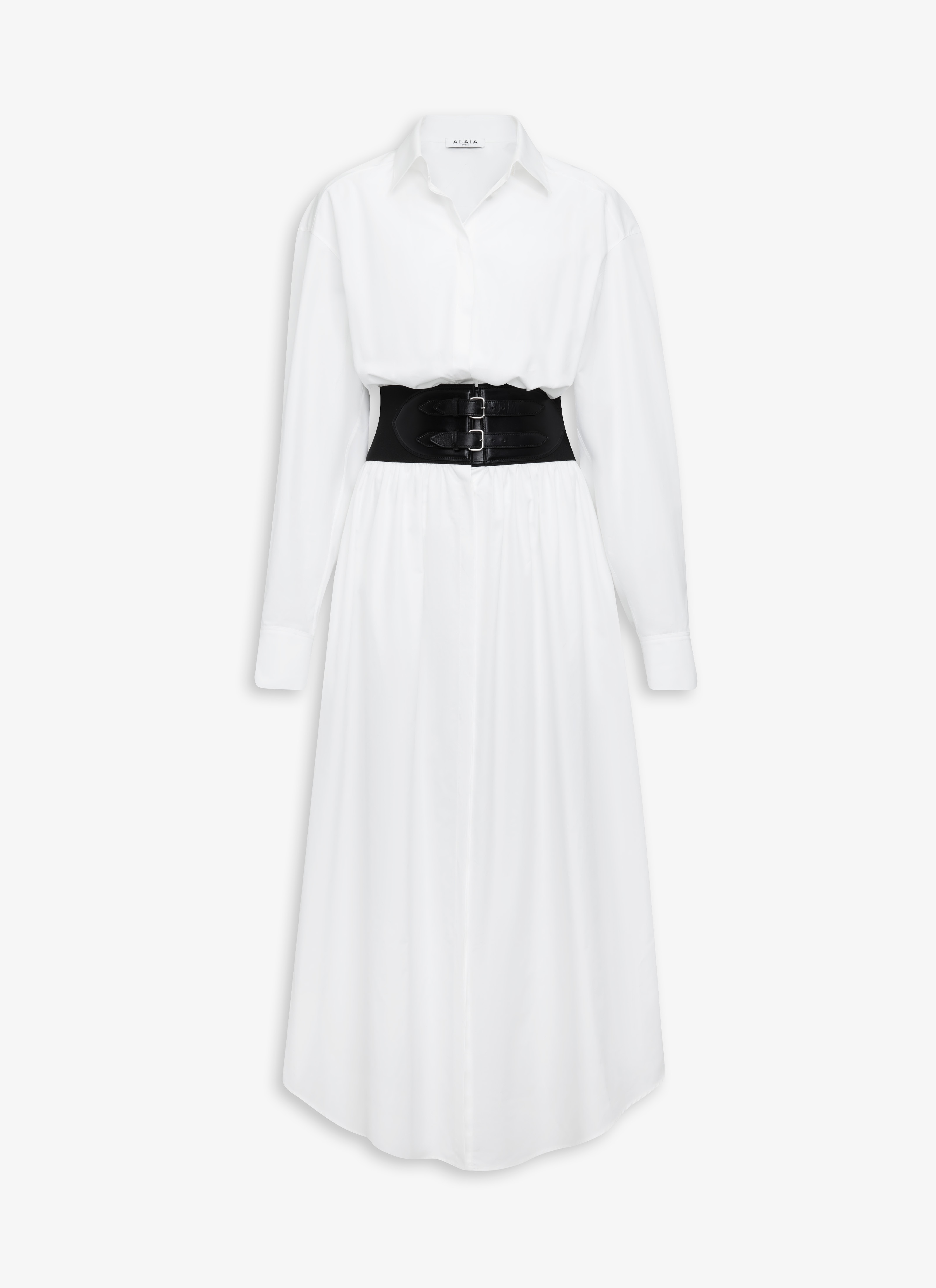 BELTED SHIRT DRESS IN COTTON POPLIN - 1