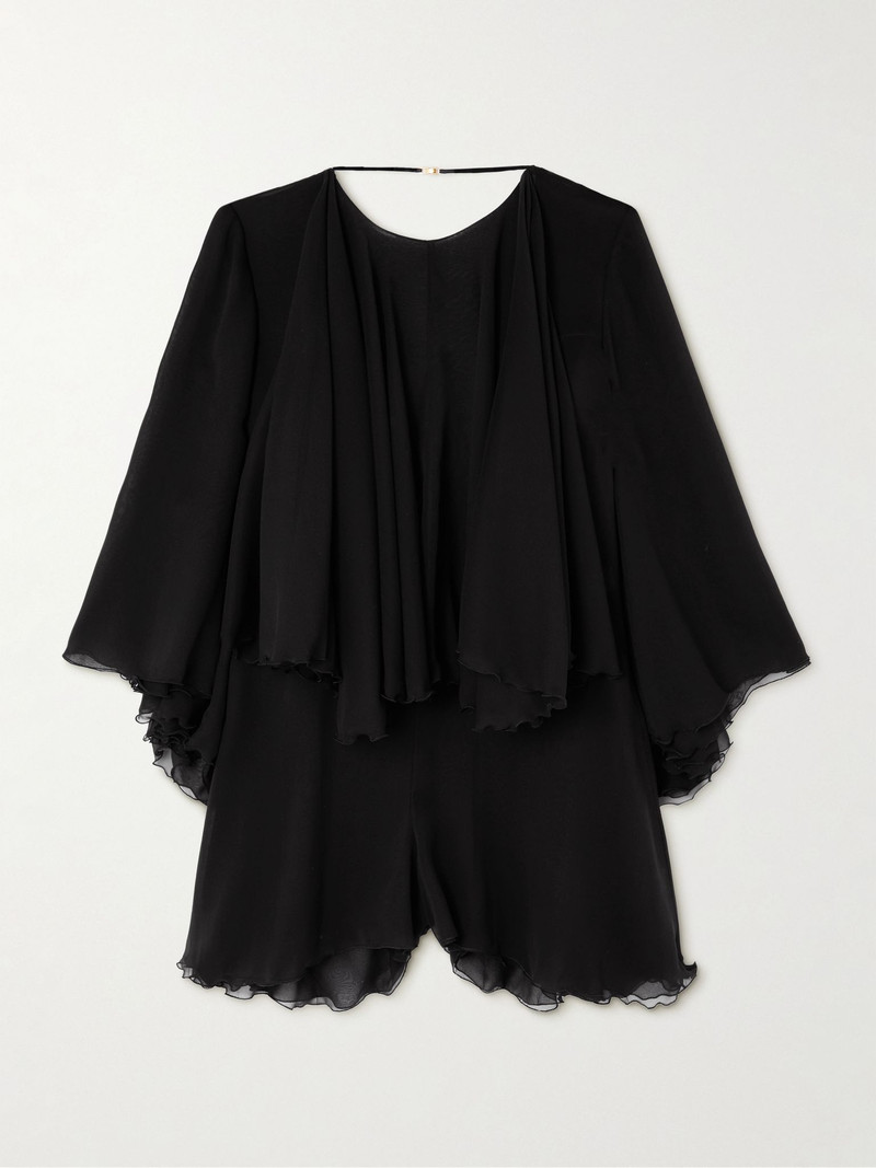 Silk-crepe playsuit Black - 1