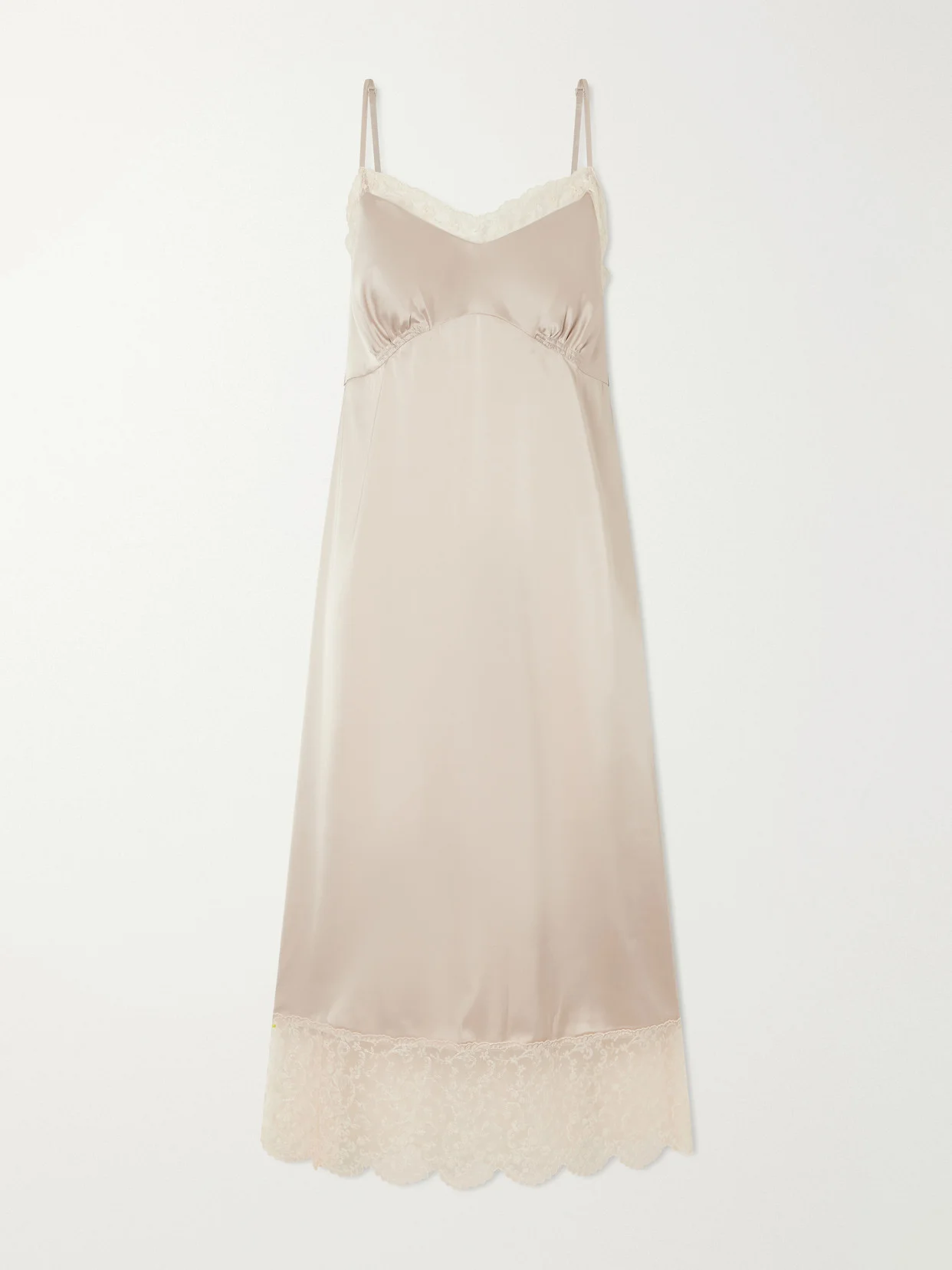 Lace-trimed Satin Midi Dress - 1